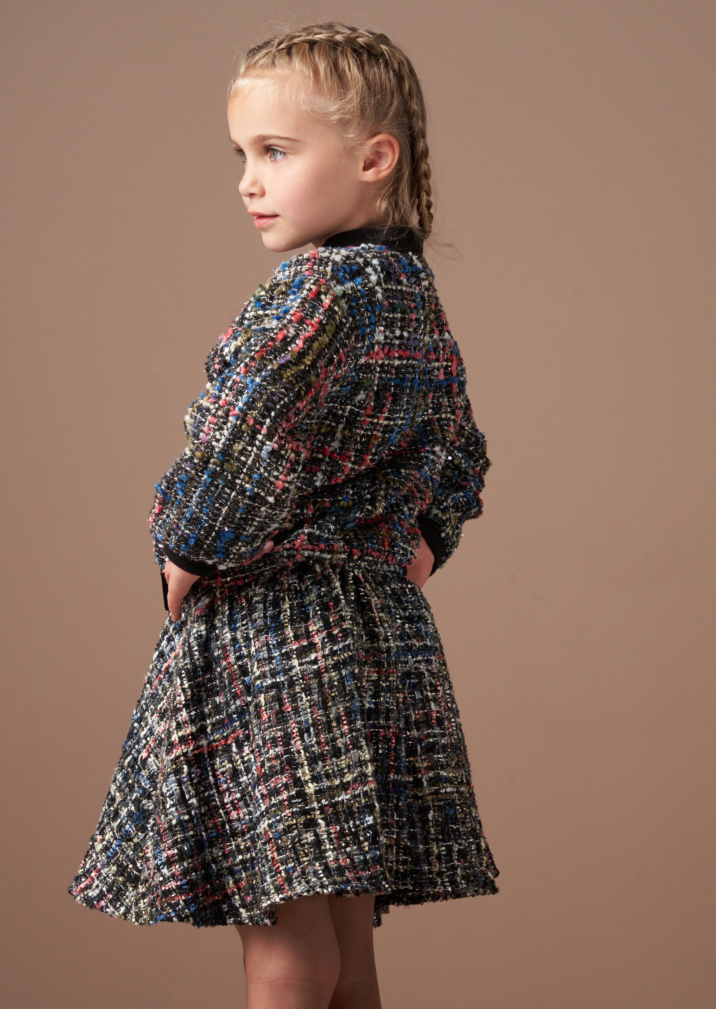 Dancia Black Tweed Bomber Jacket