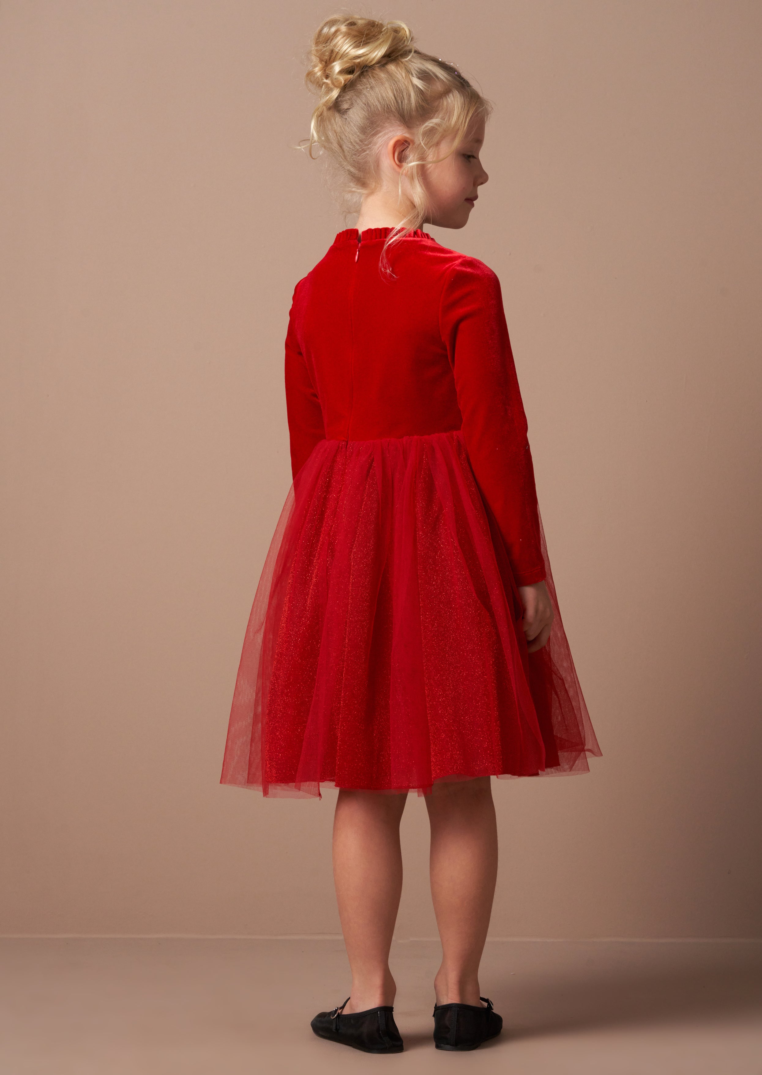 Elsie Red Velvet Tulle Dress