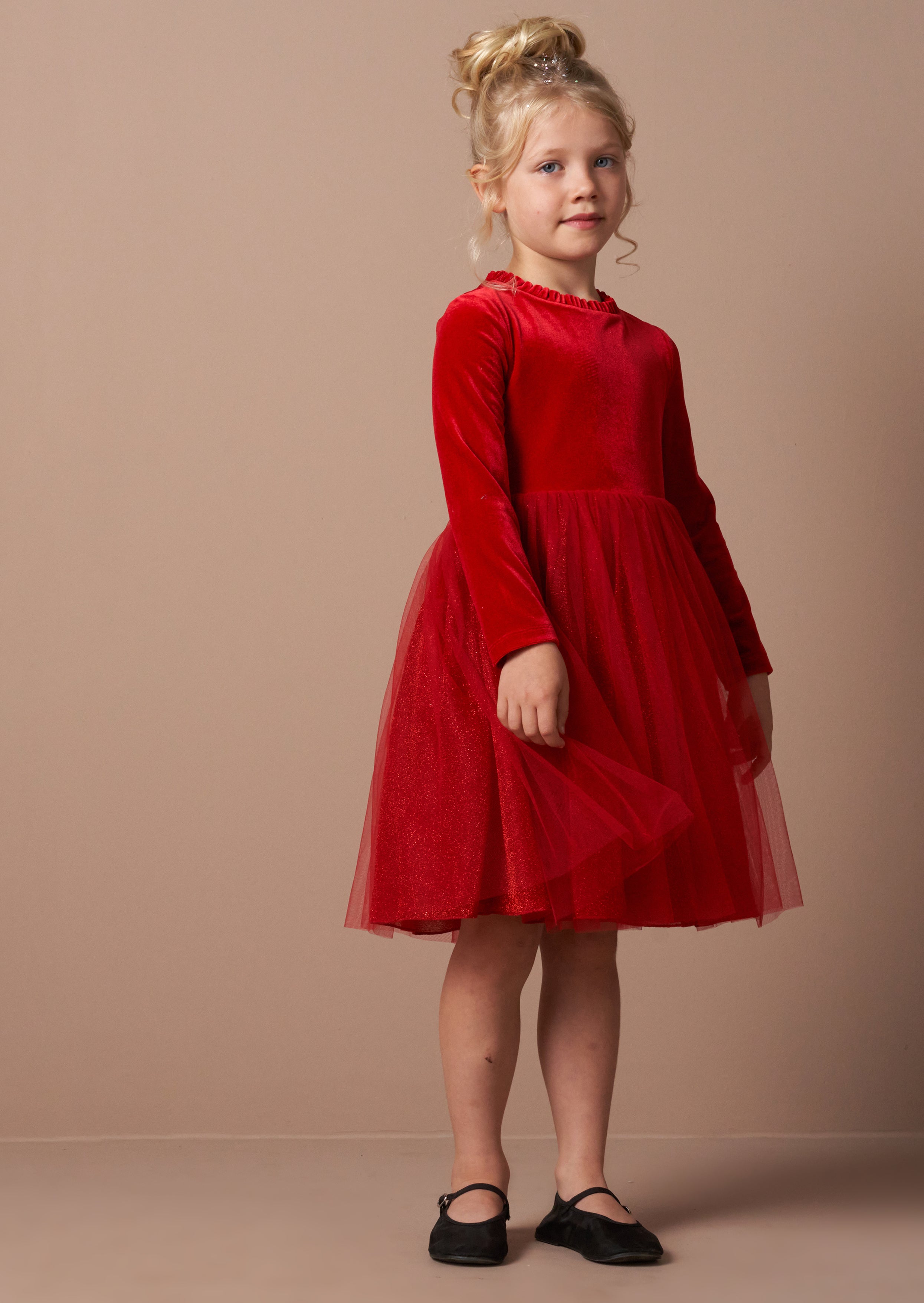 Elsie Red Velvet Tulle Dress