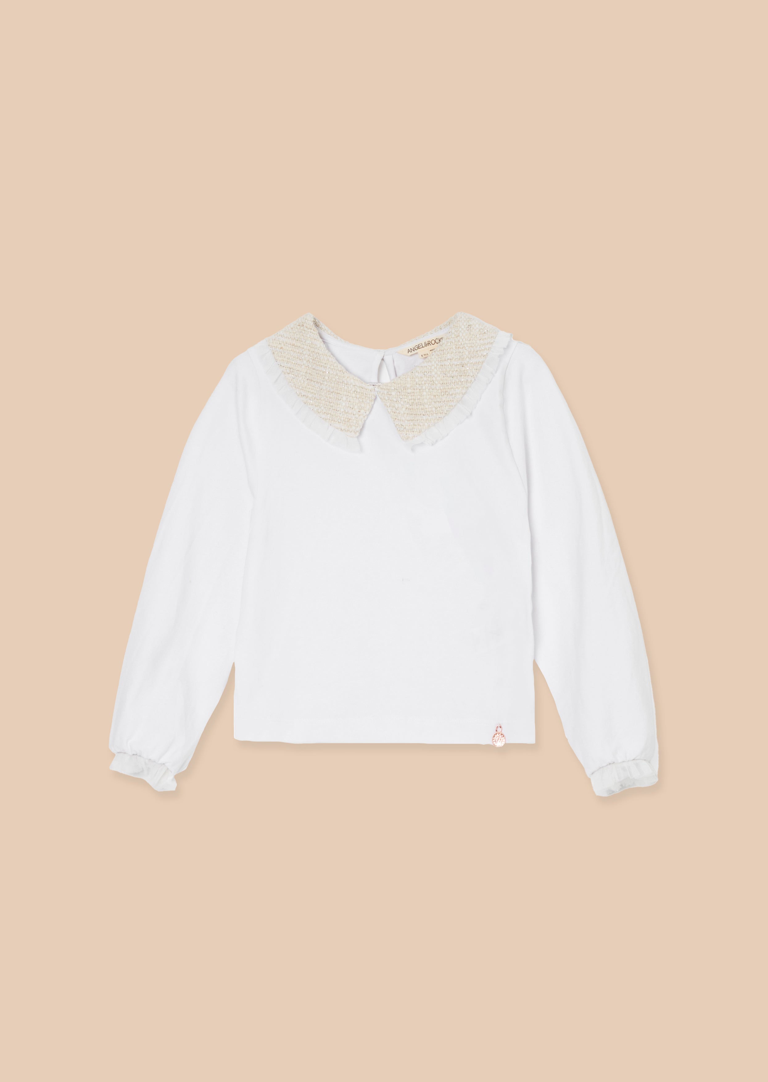 Opal Natural Jersey Top With Tweed Collar