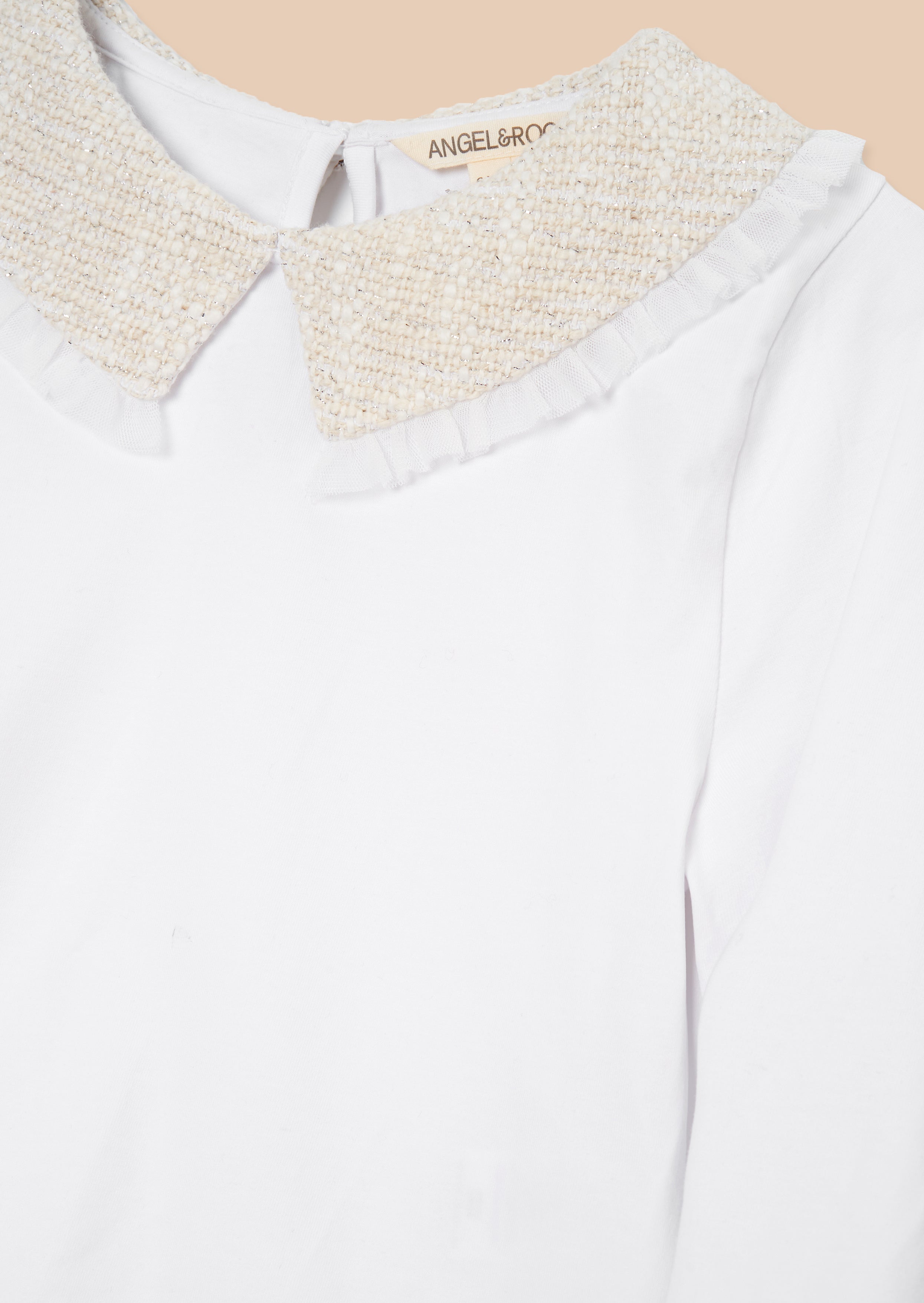 Opal Natural Jersey Top With Tweed Collar