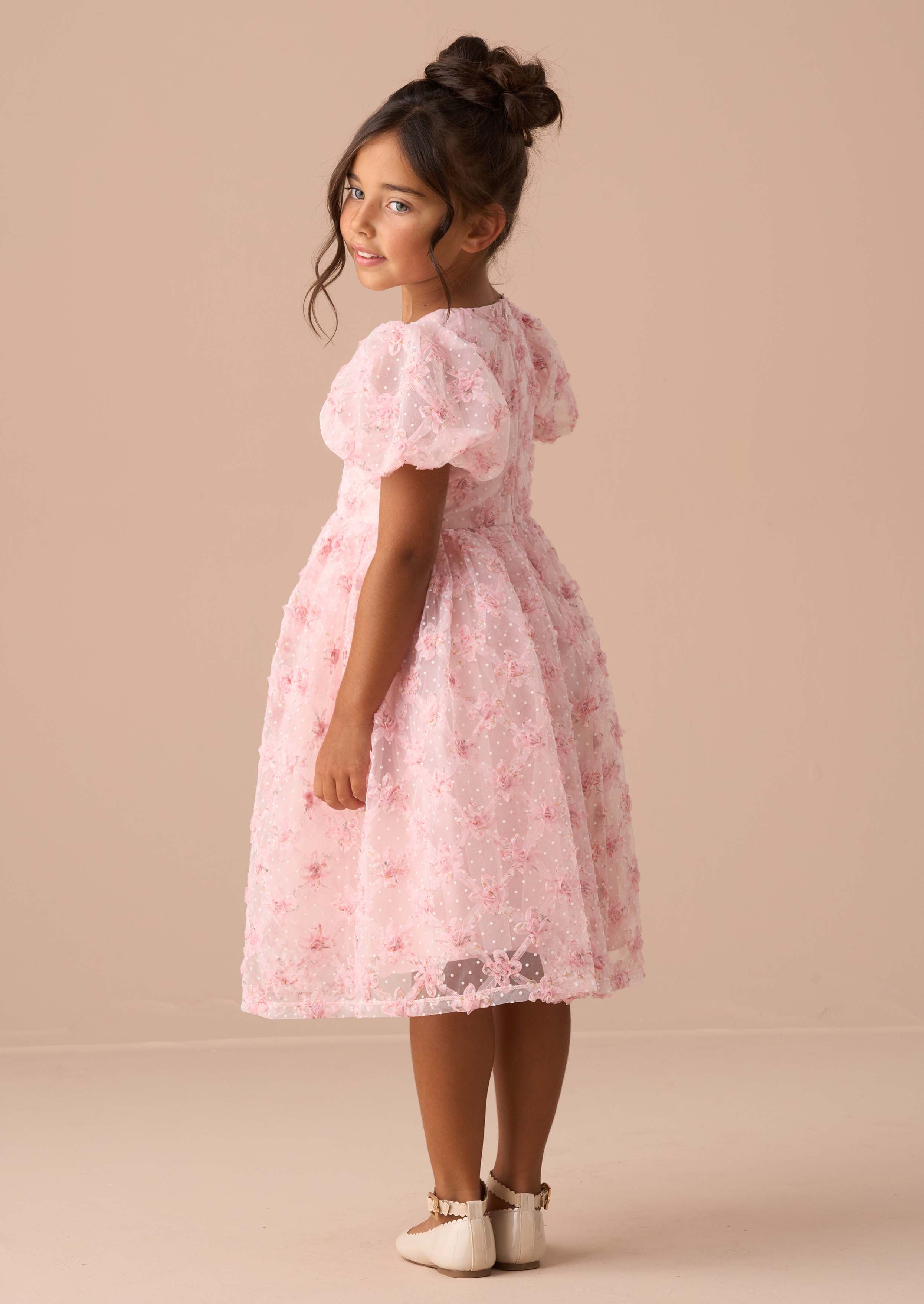 Maxi Girl Francine Pink Embellished Puff Sleeve Dress