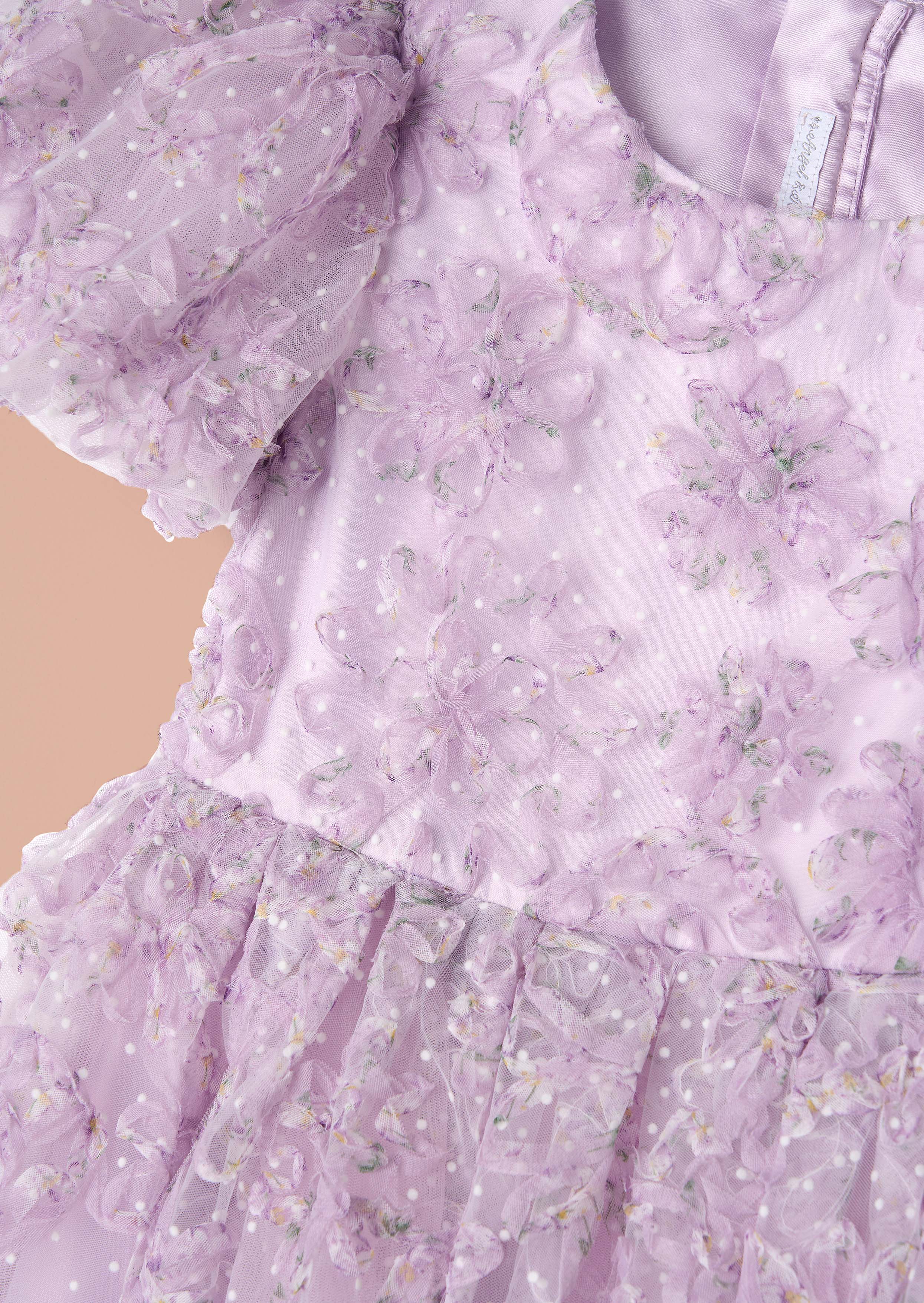 Buy Online Purple Embellished Puff Sleeve Dress