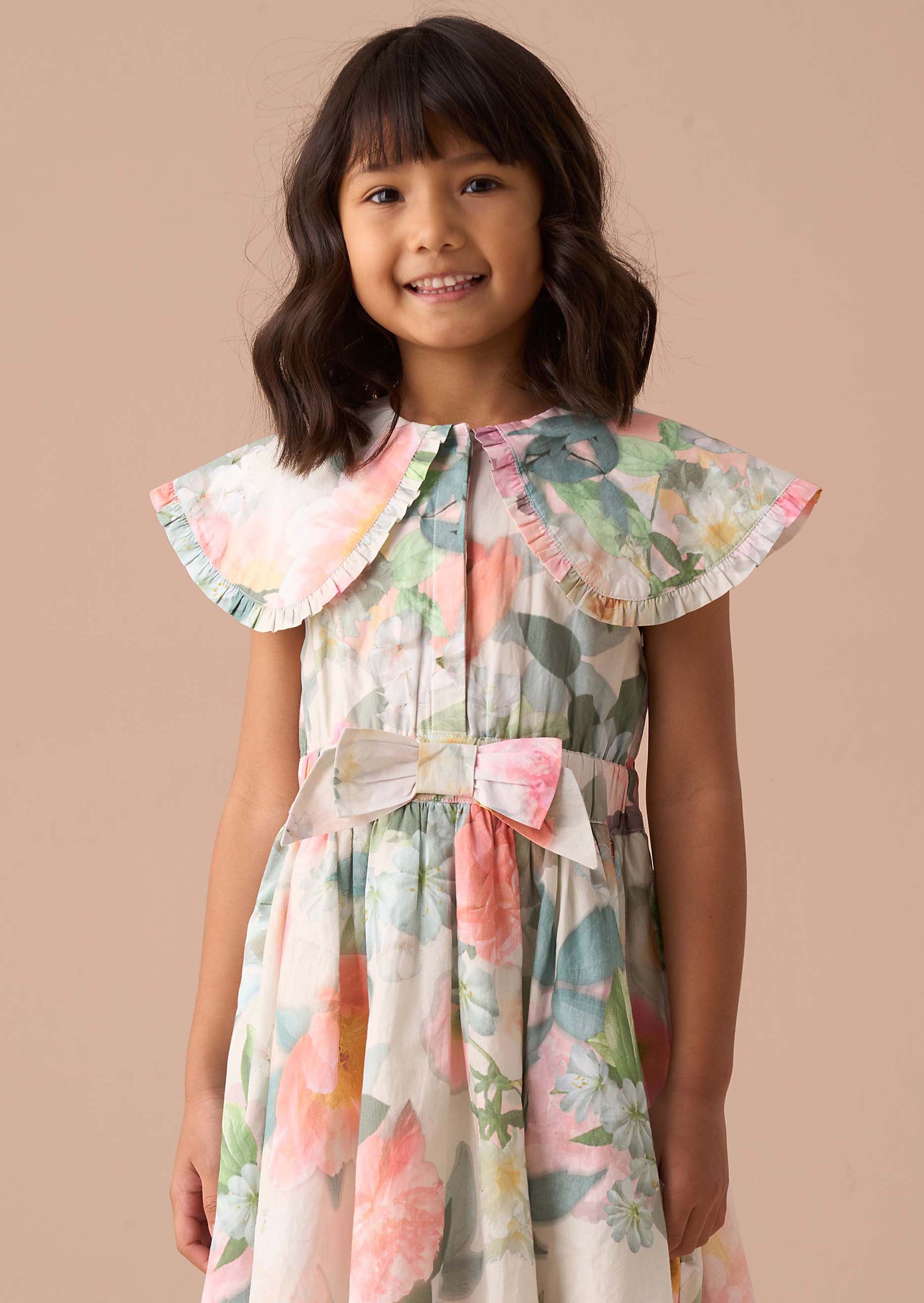 Girls Multi Cape Collar Dress