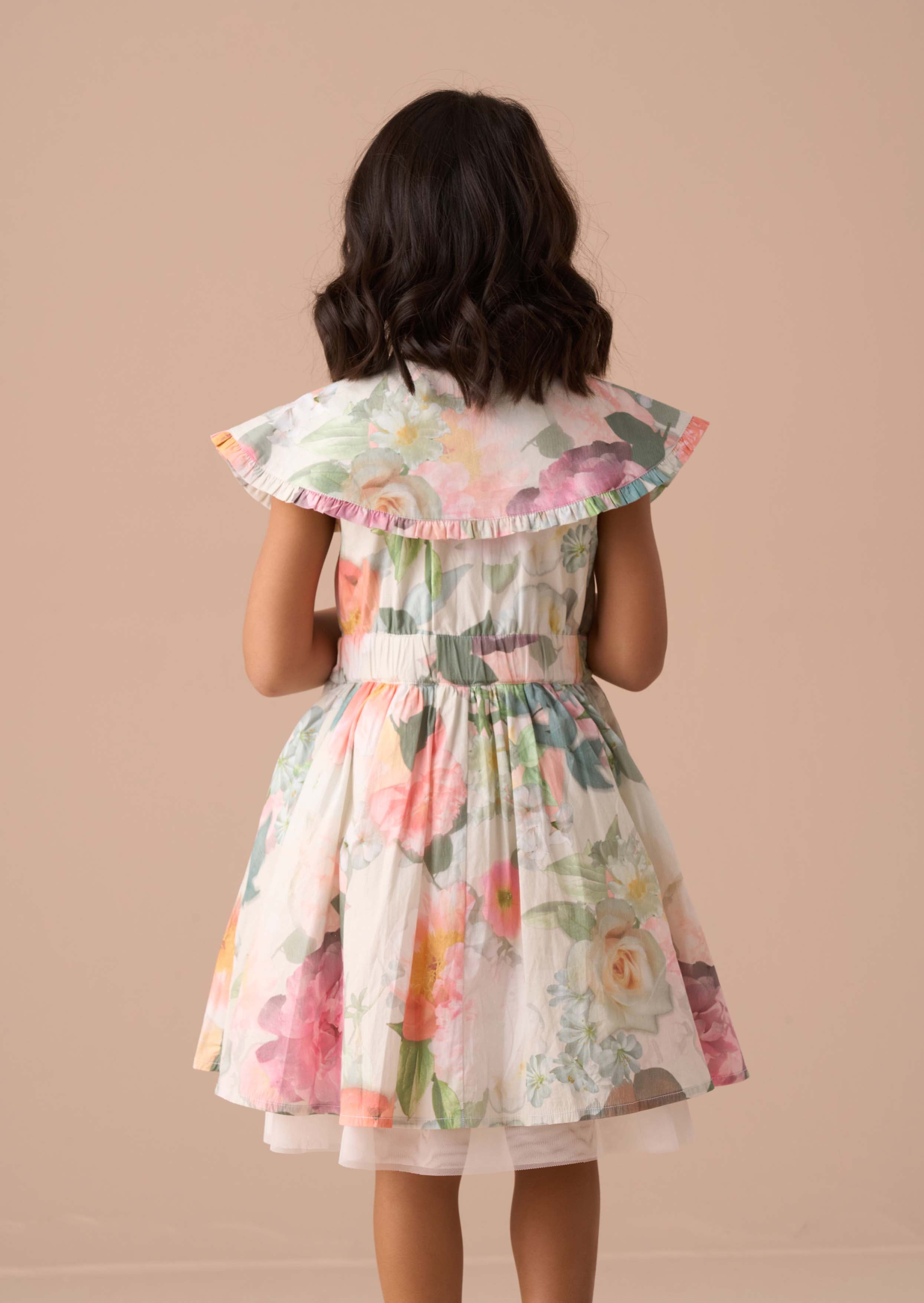 Cotton Girls Multi Cape Collar Dress