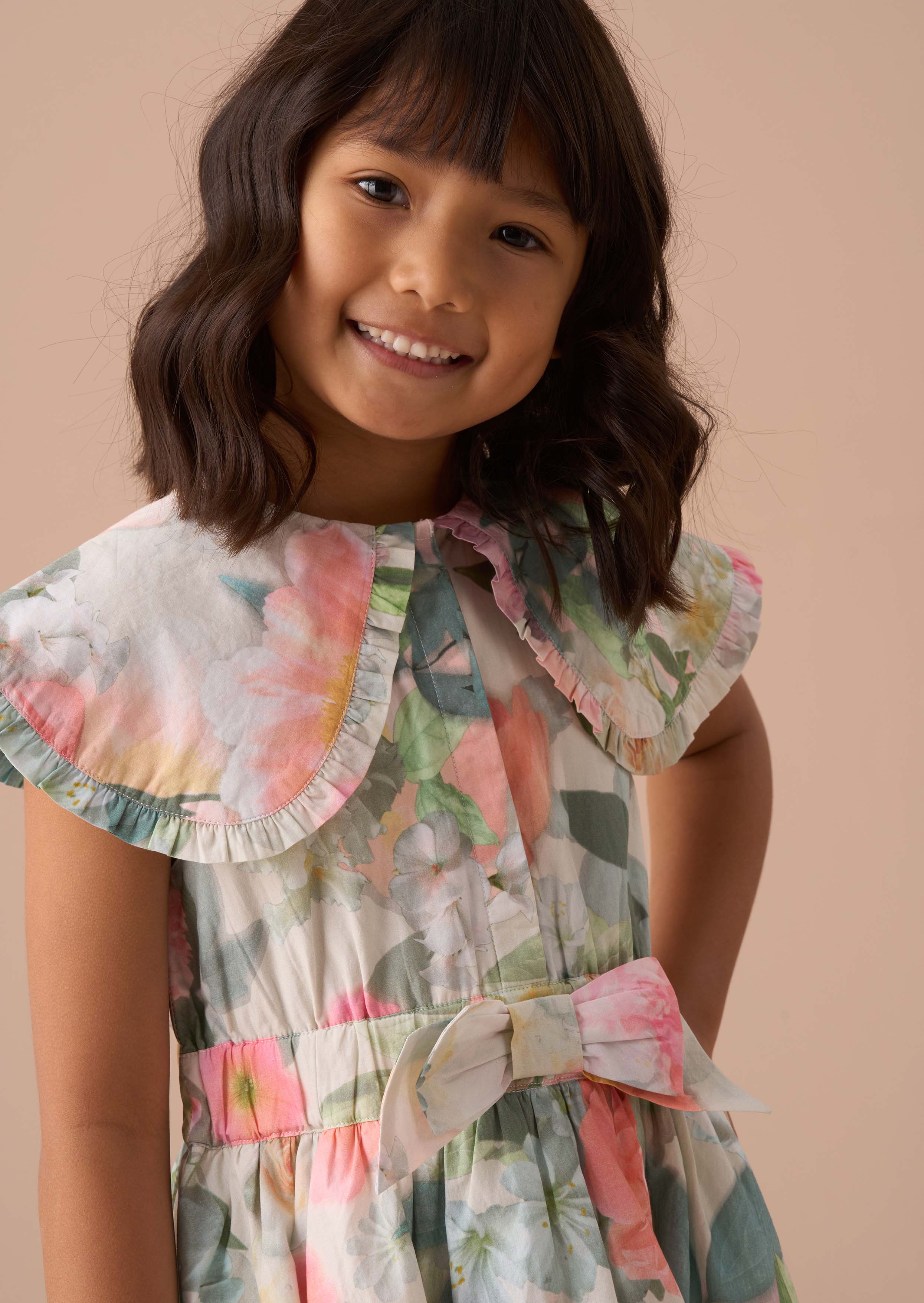 Online Girls Multi Cape Collar Dress