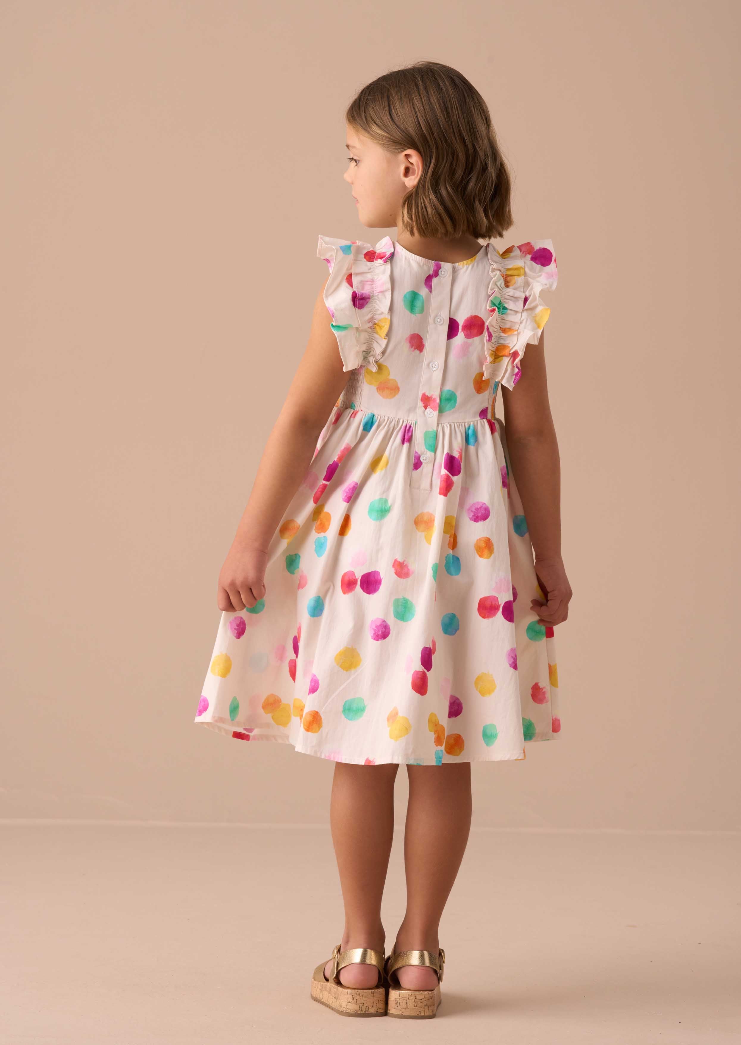 Cotton Multi Shirred Panel Dress