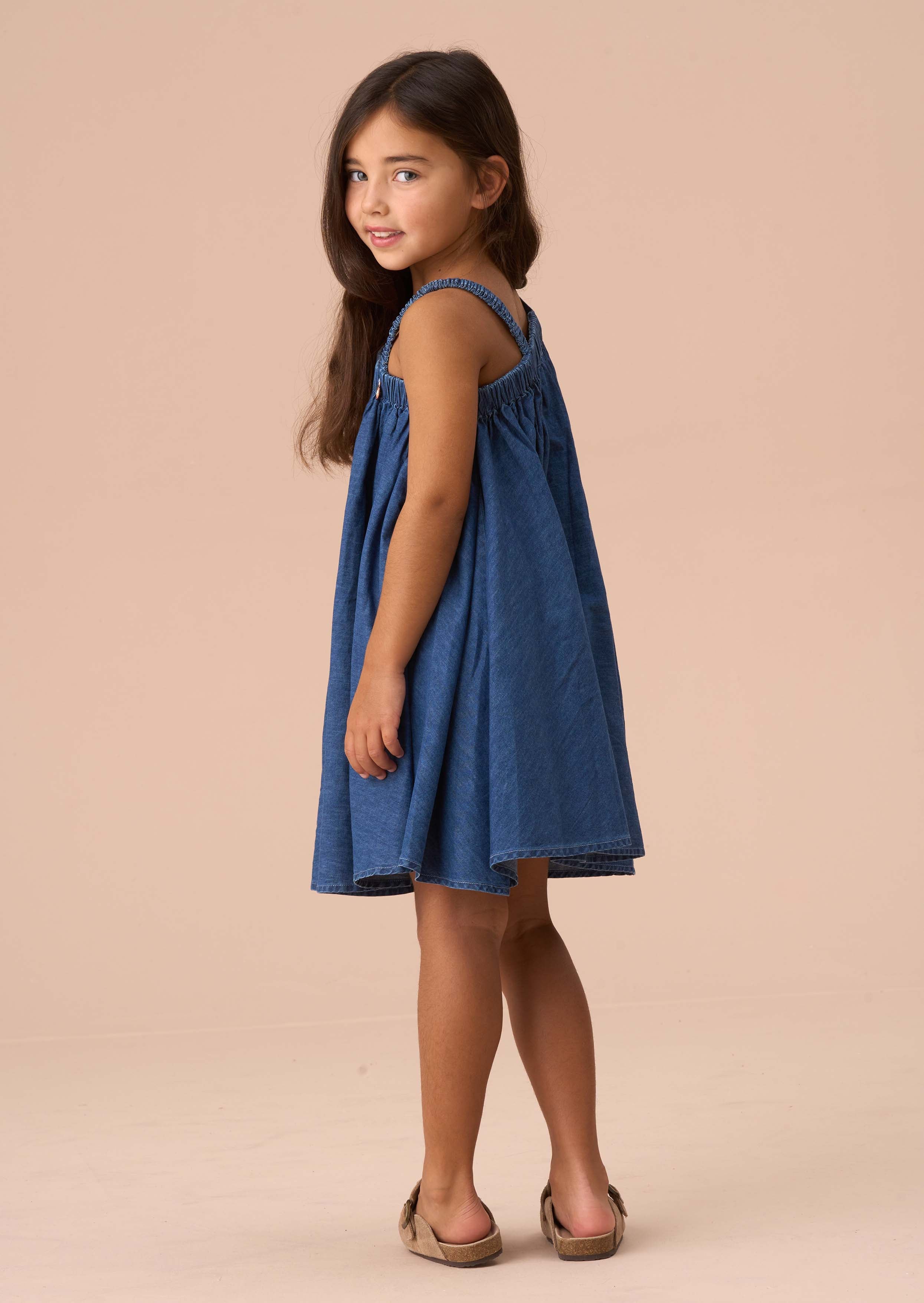 Midi Girls Denim Swing Dress