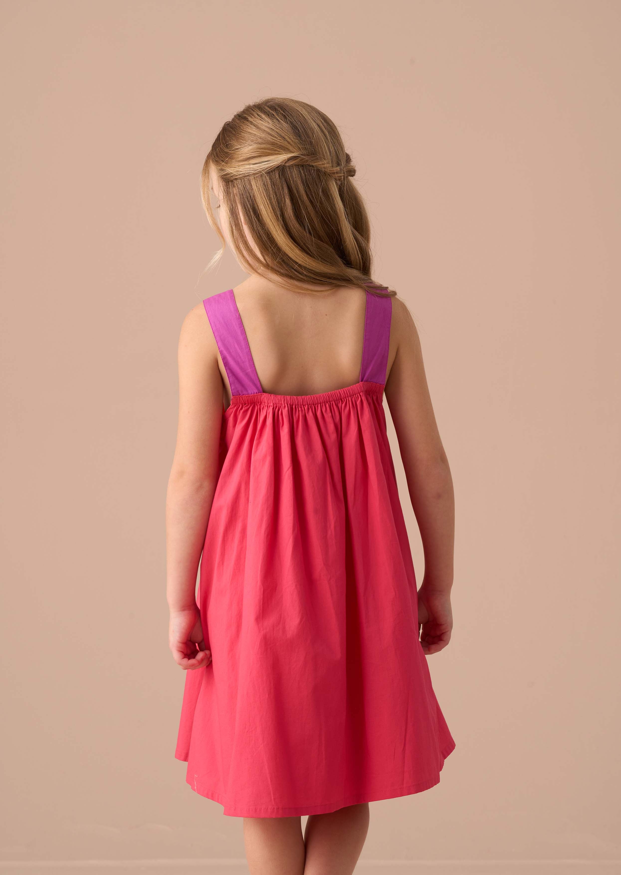 Sleeveless Girls Pink Bow Swing Dress