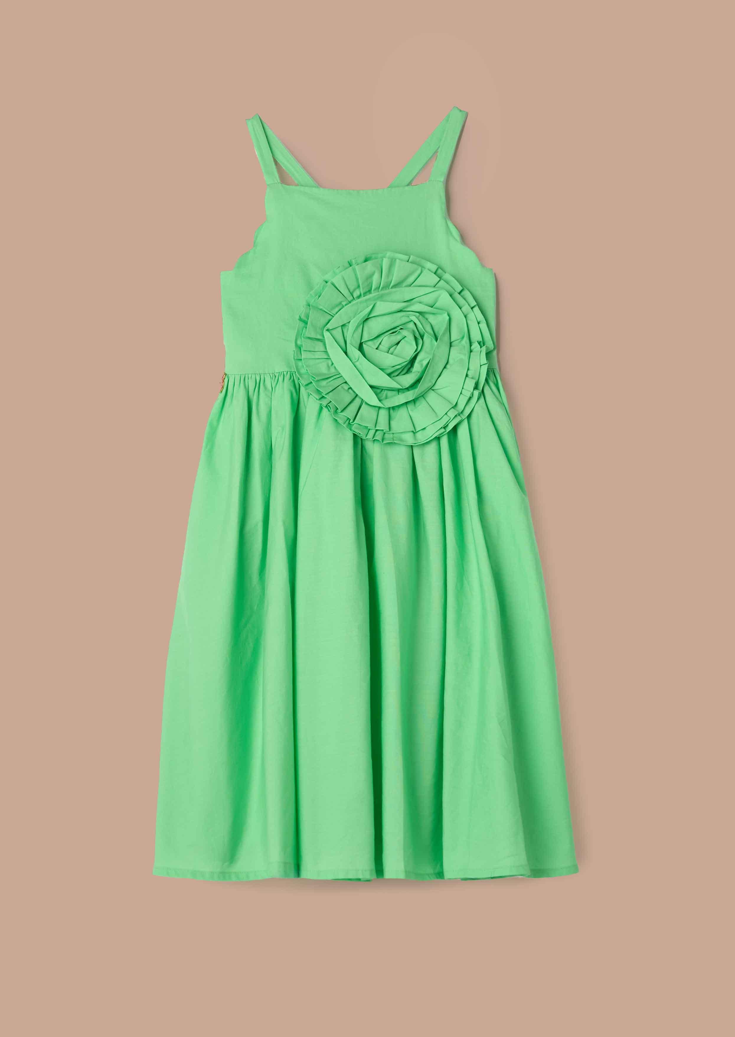 Green Corsage Scallop Dress Online