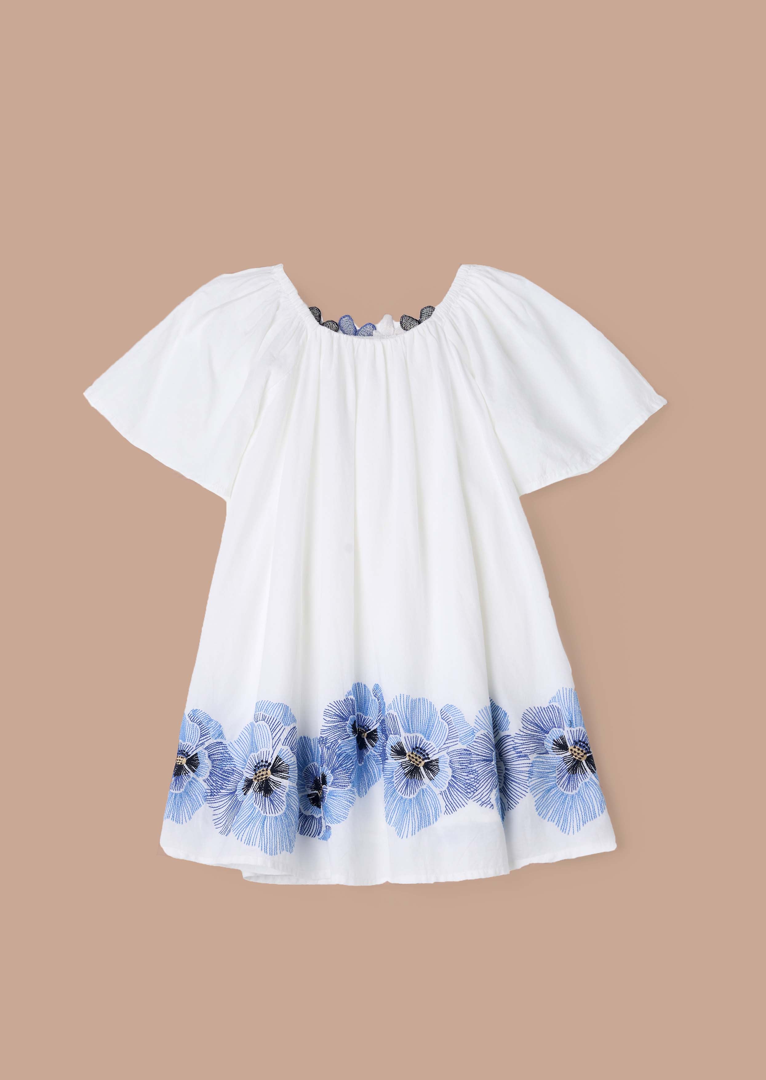 Maxi Girls White Embroidered Swing Dress