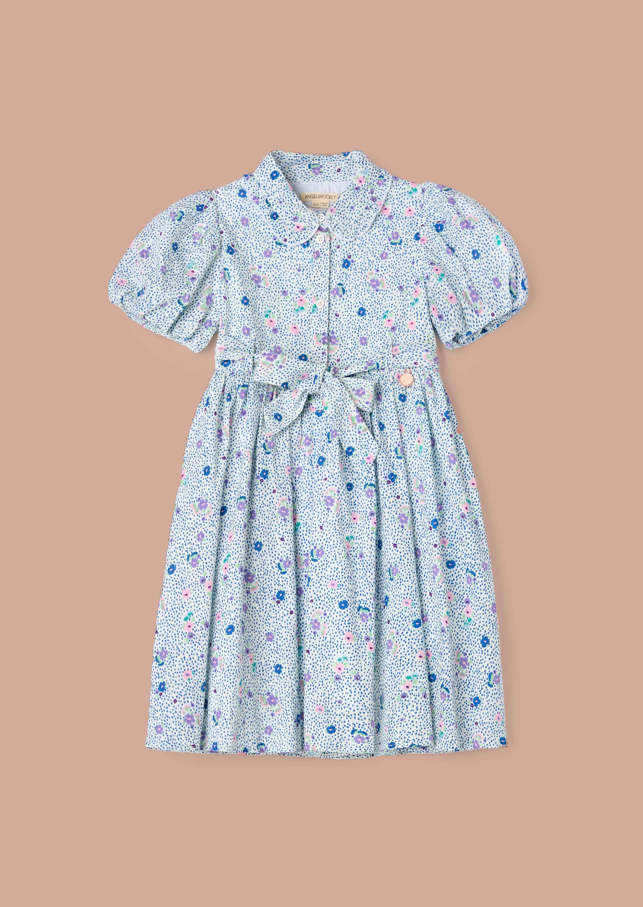 online girls Blue Printed Shirt Dress