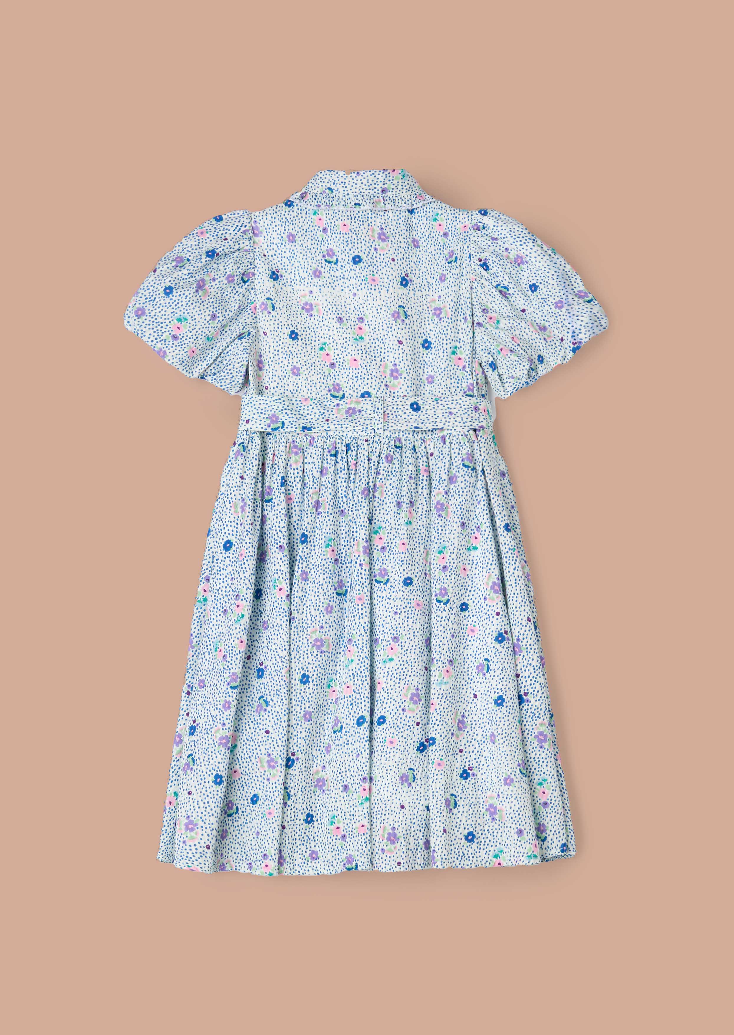 buy girls Blue Printed Shirt Dress