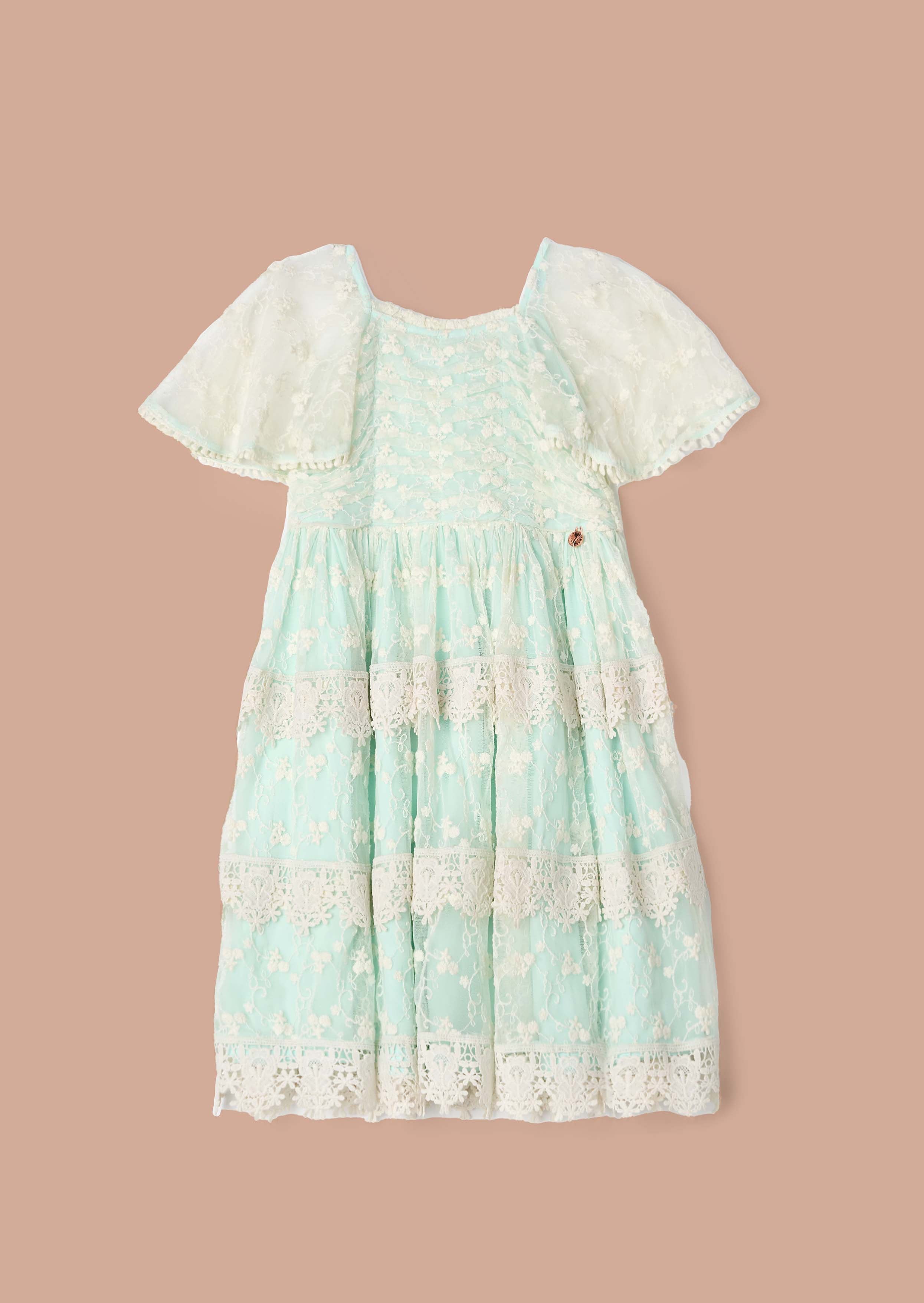 Buy Girls Mint Lace Tiered Dress