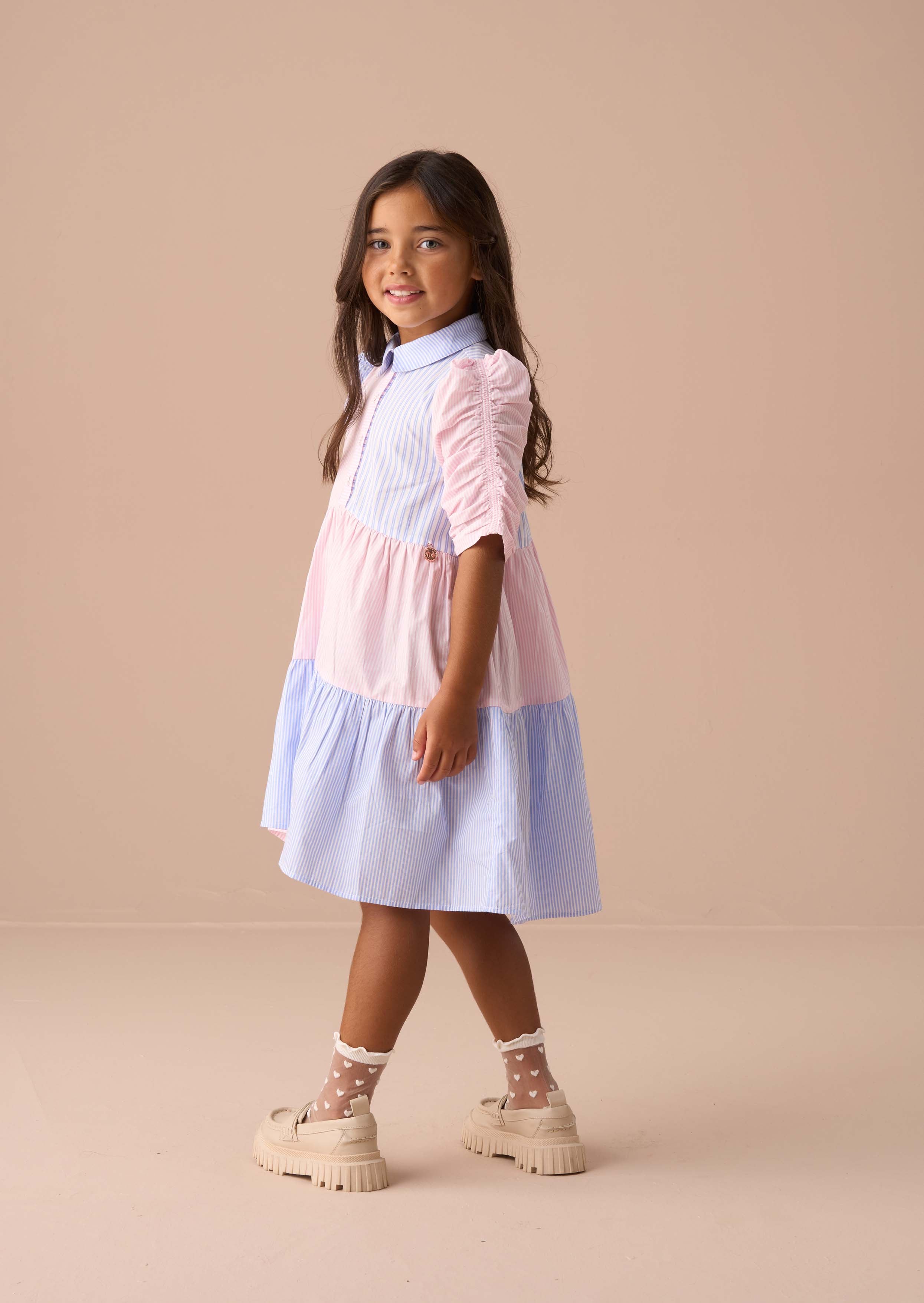 Online Girls Frankie Blue Mix Stripe Shirt Dress