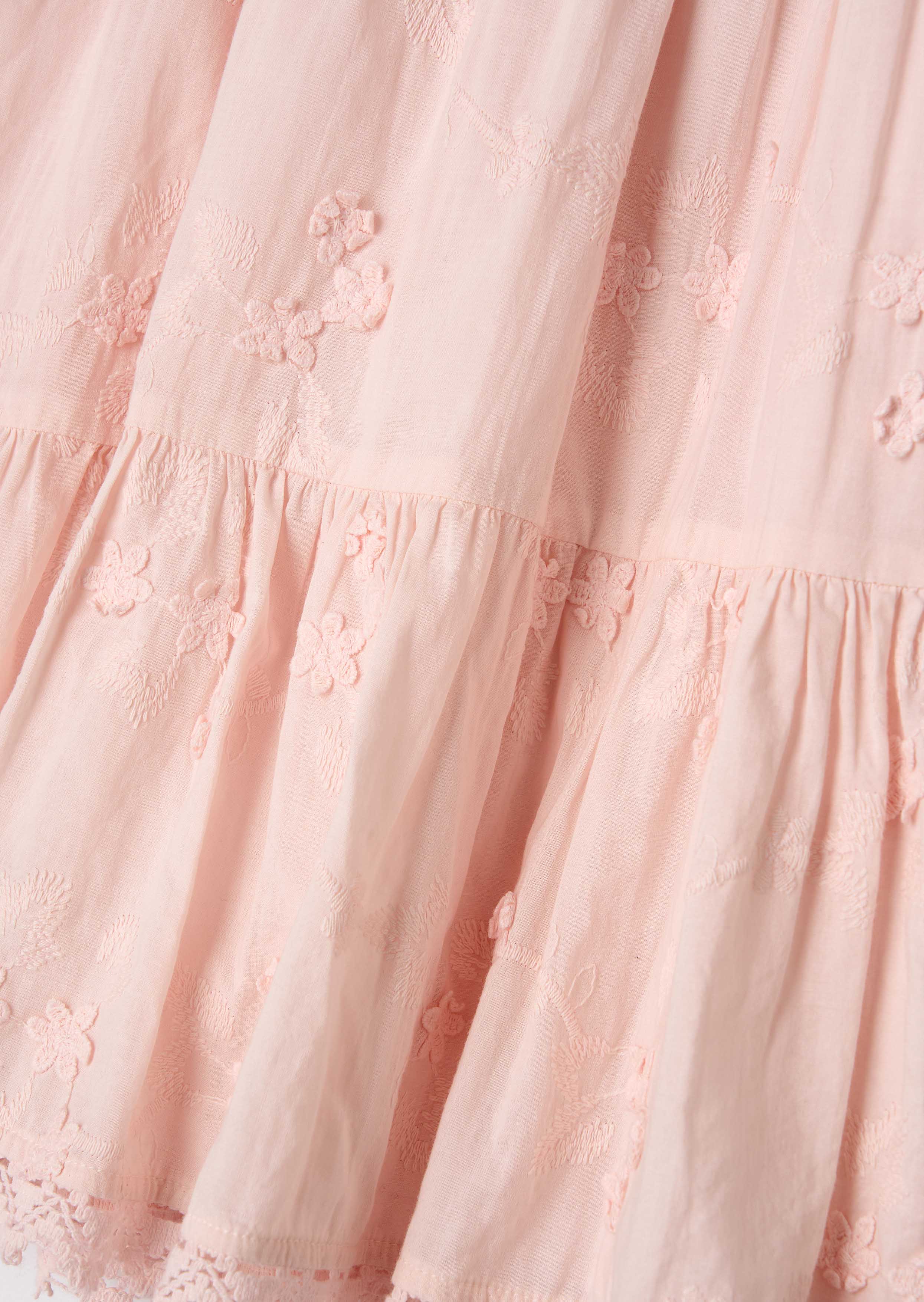 Cotton Girls Pink Textured Floral Dress