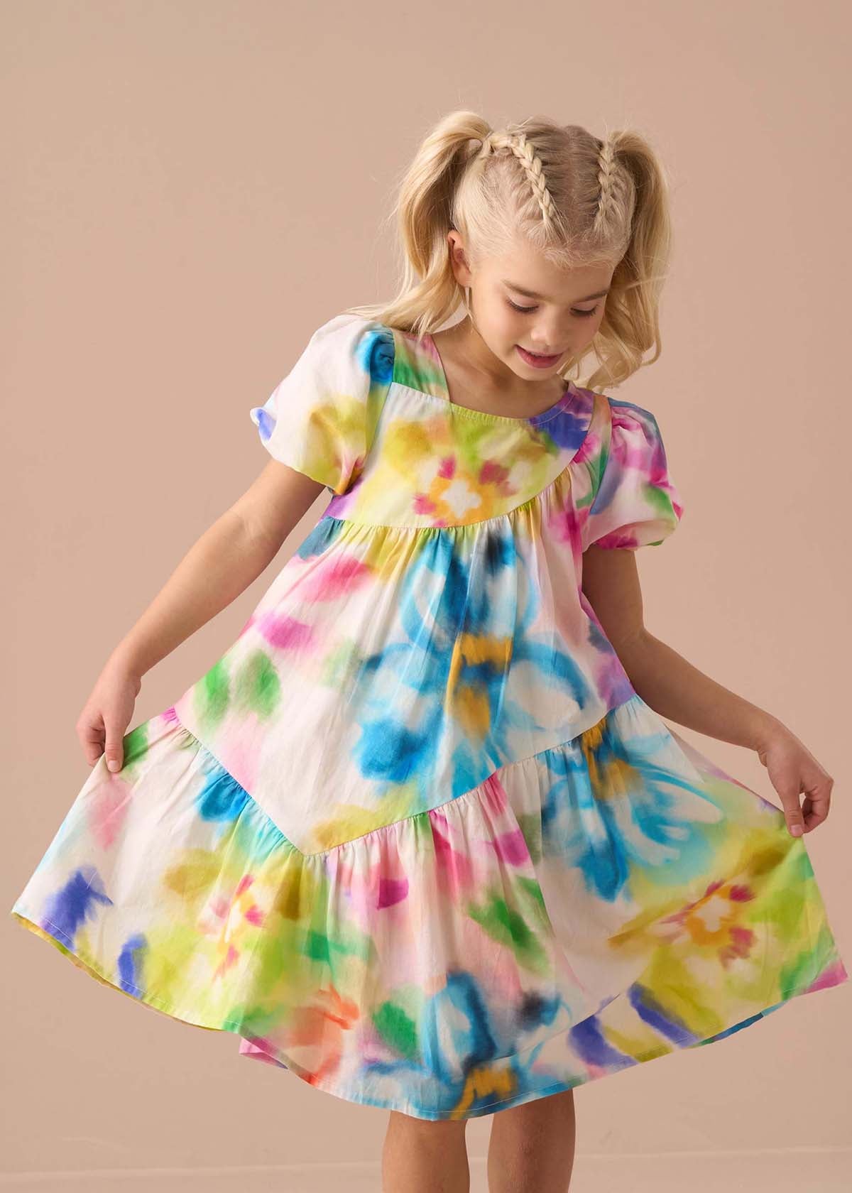 Jodie Multi Print Aysmmetric Dress