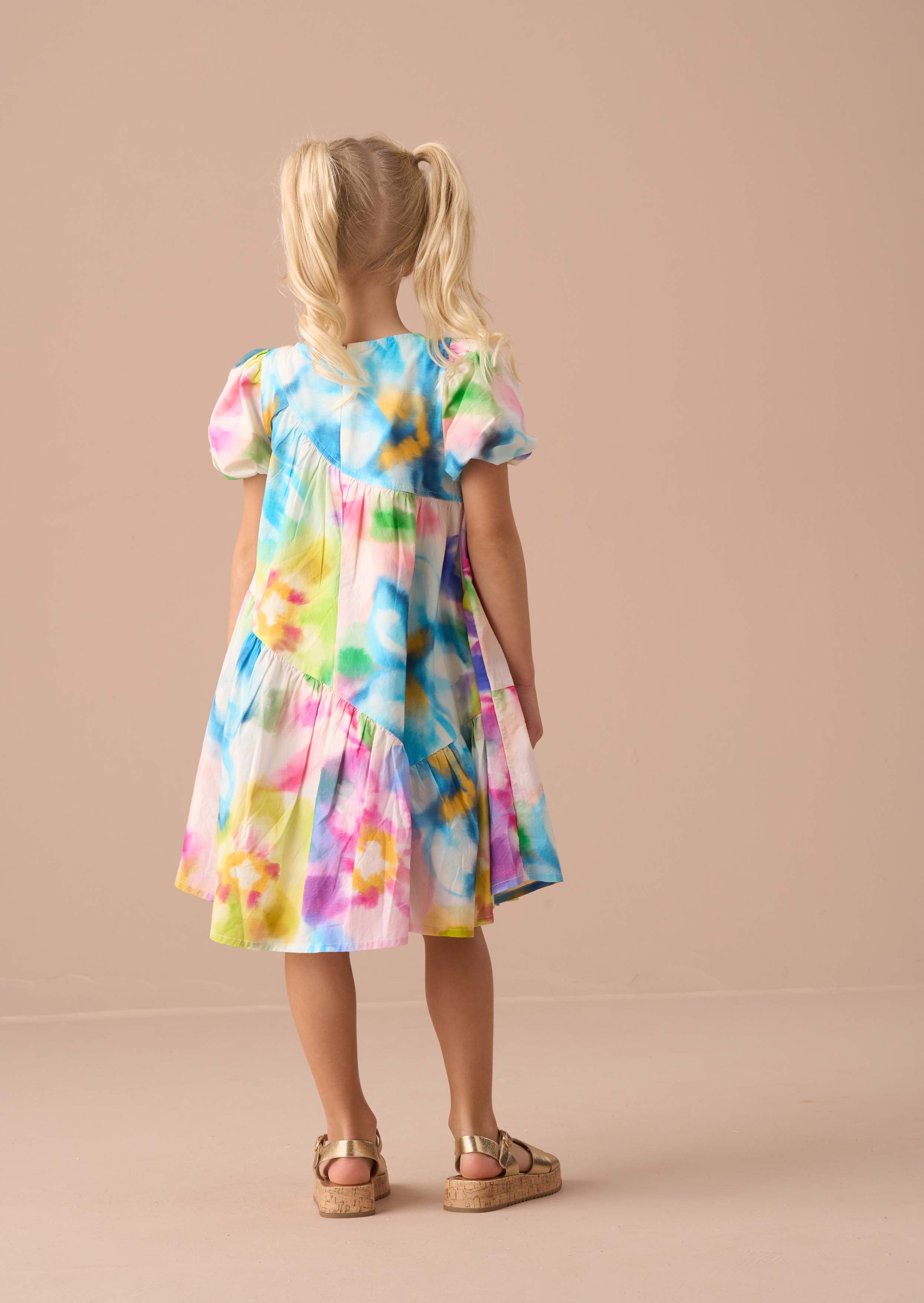Floral Girls Multi Print Asymmetric Dress