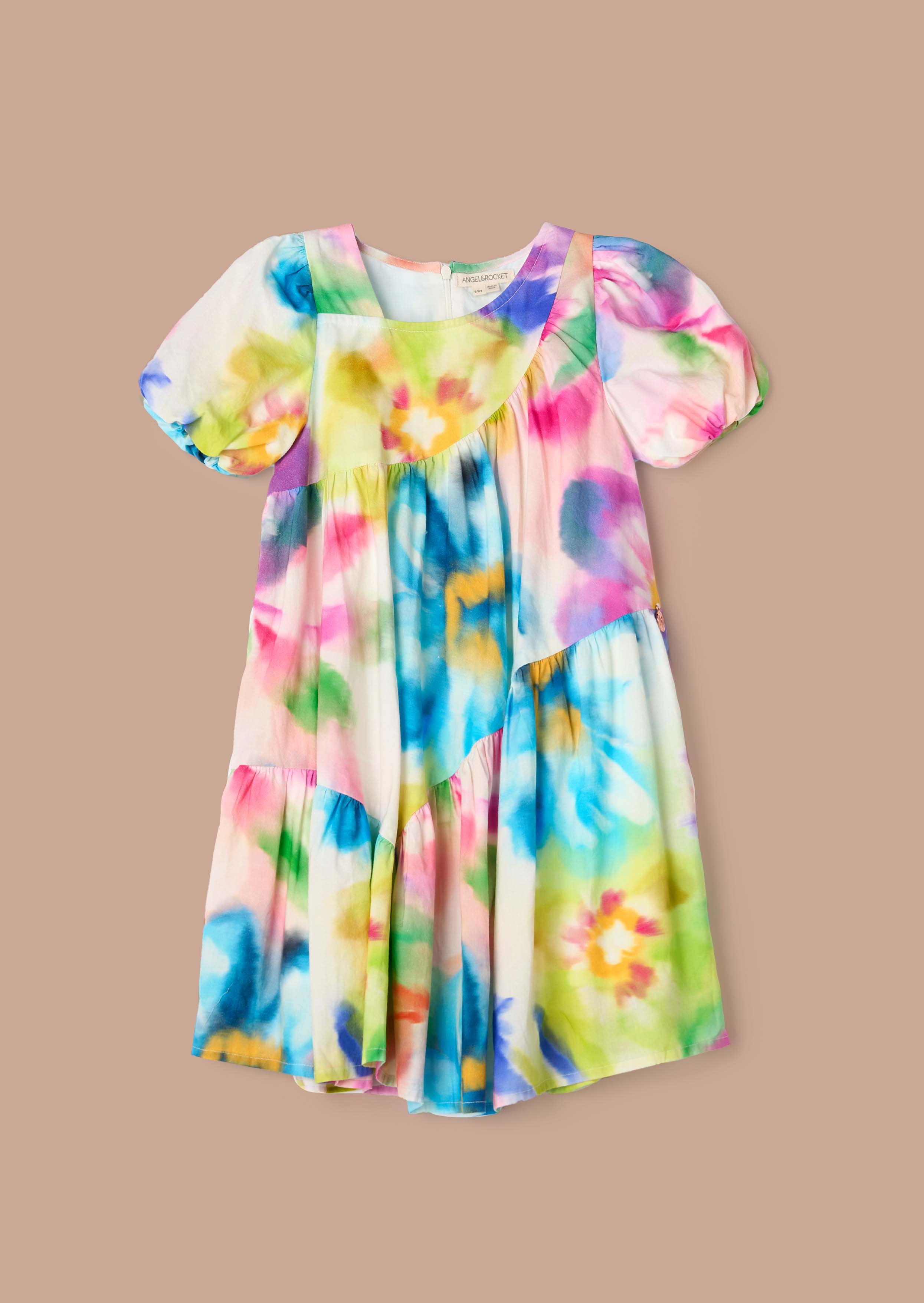 Online Girls Multi Print Asymmetric Dress