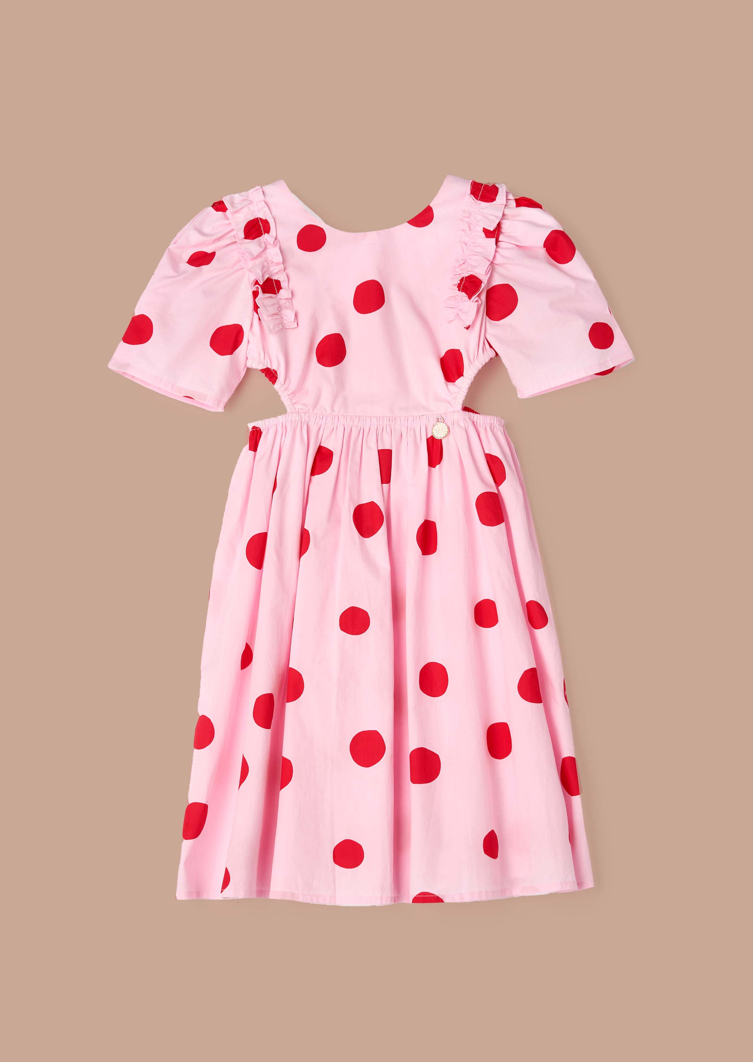 Maxi Pink Spot Puff Sleeve Dress