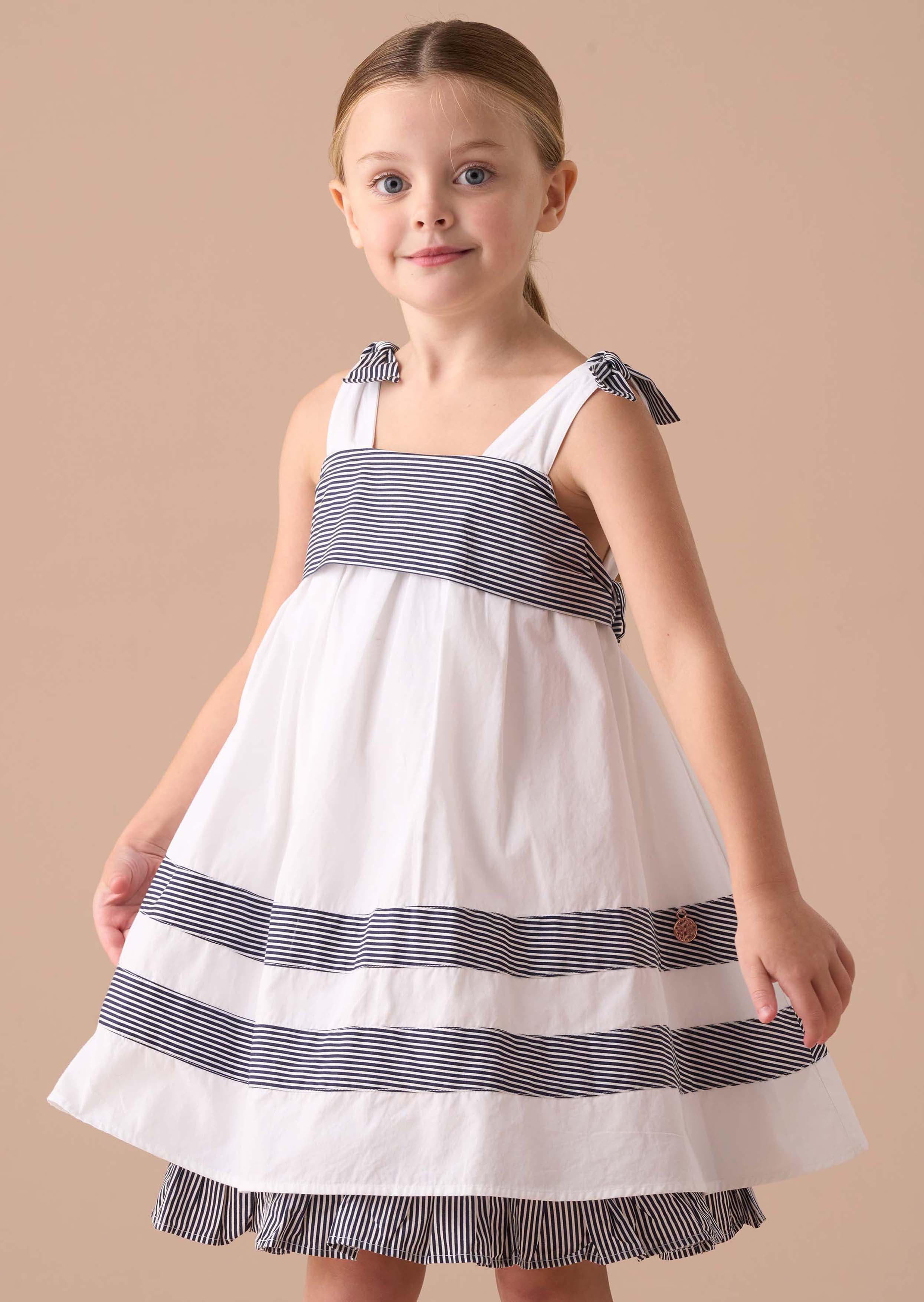 White Panelled Tie Shoulder Dress Maxi