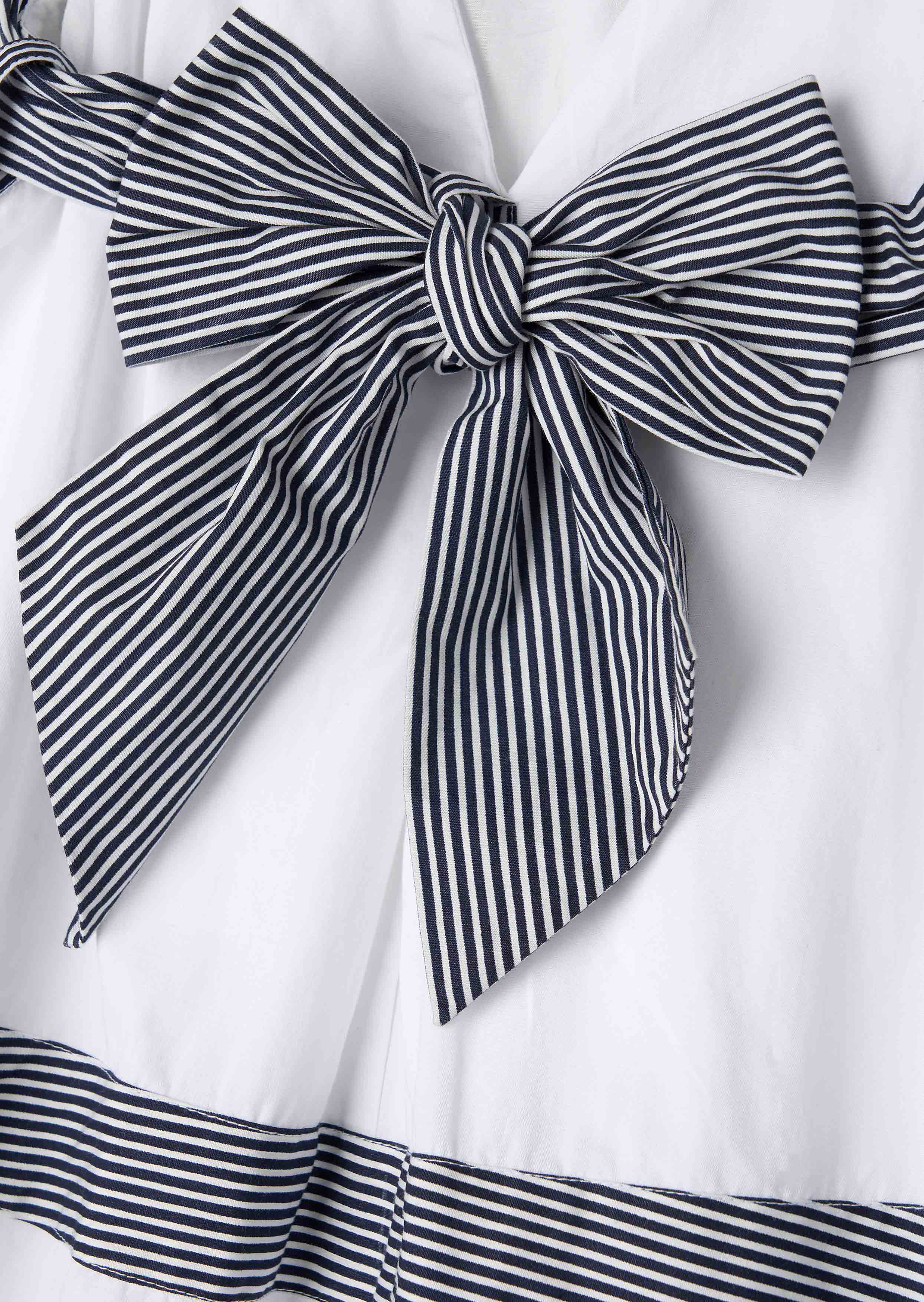 Puff White Panelled Tie Shoulder Dress