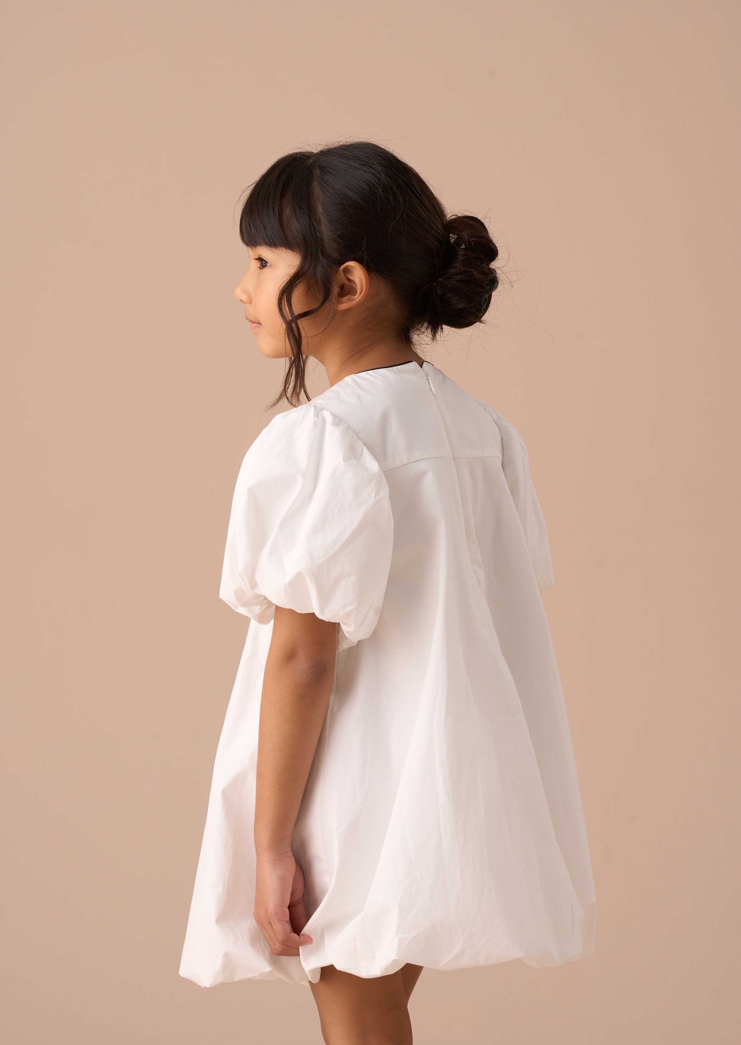 online girls white puffball bow dress