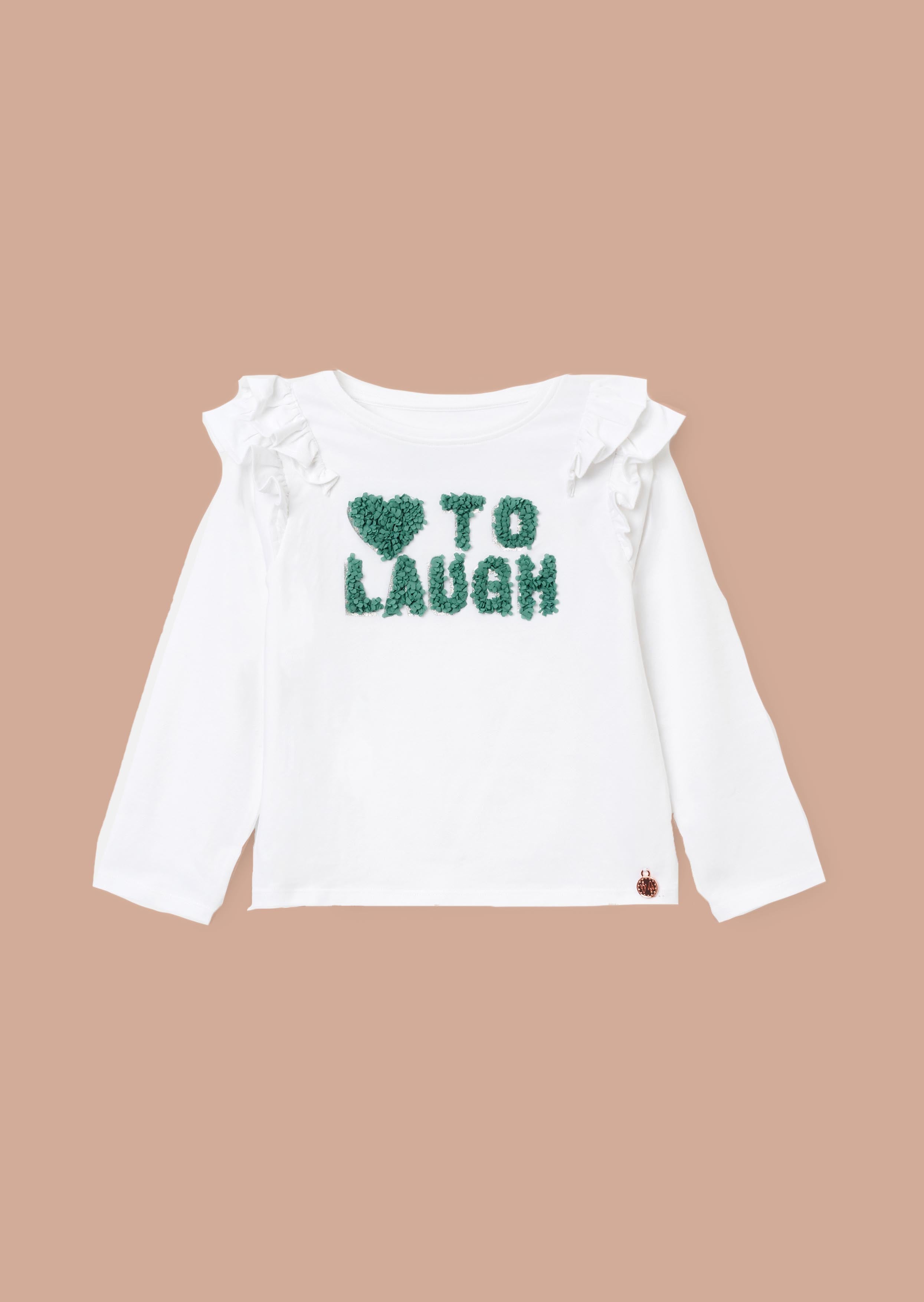 Buy White Long Sleeve Frill Shoulder Top