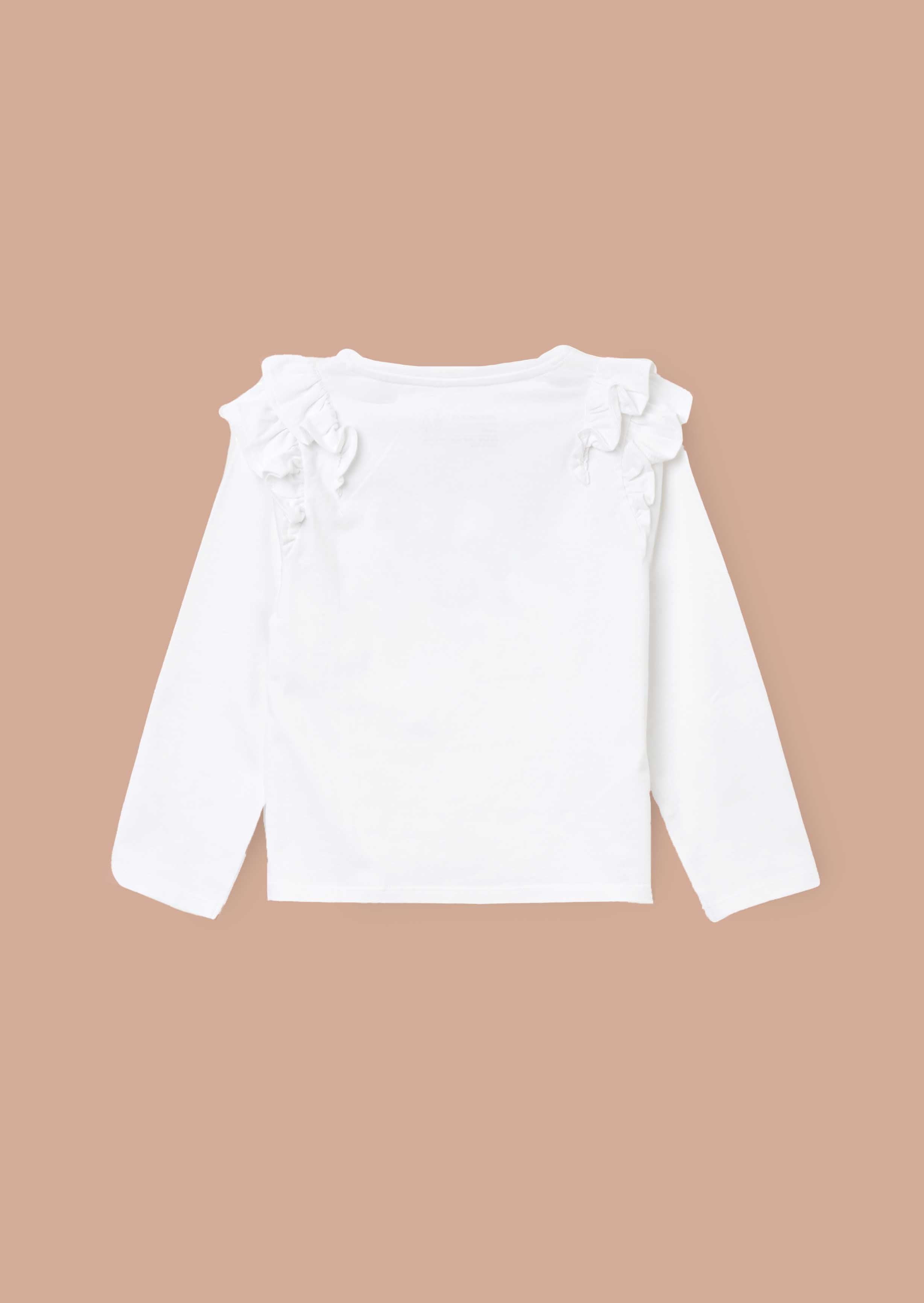 Long Sleeve White Long Sleeve Frill Shoulder Top
