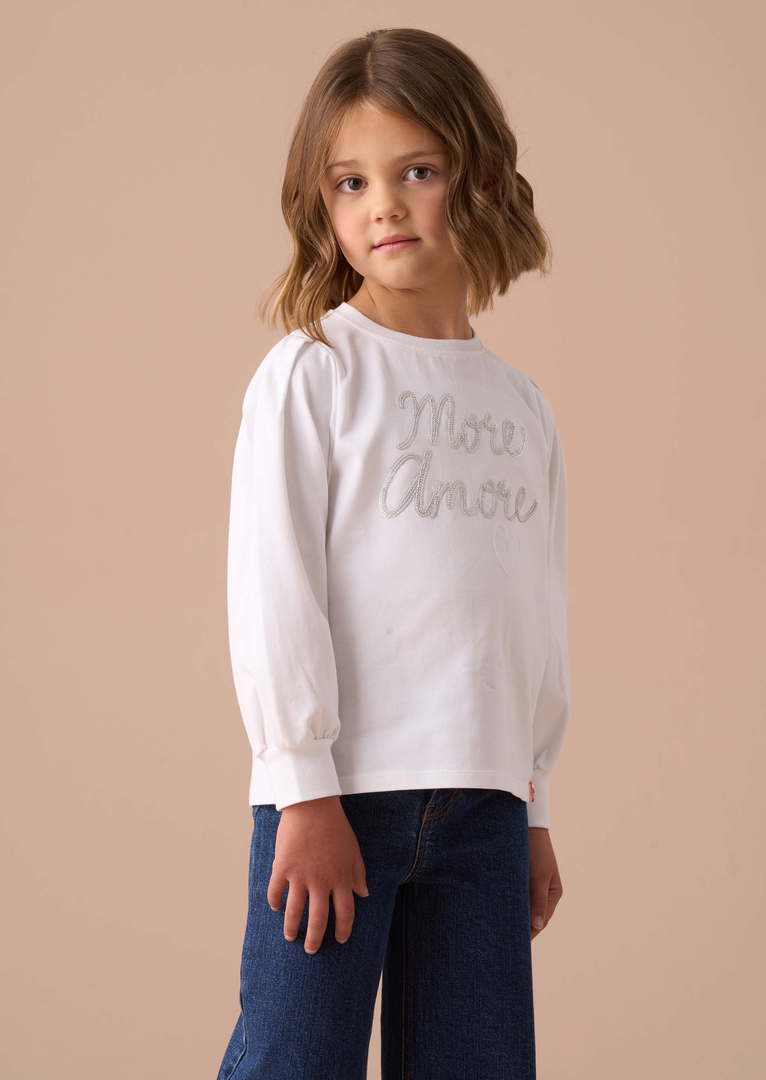 Online Girls White Sequin Slogan Top