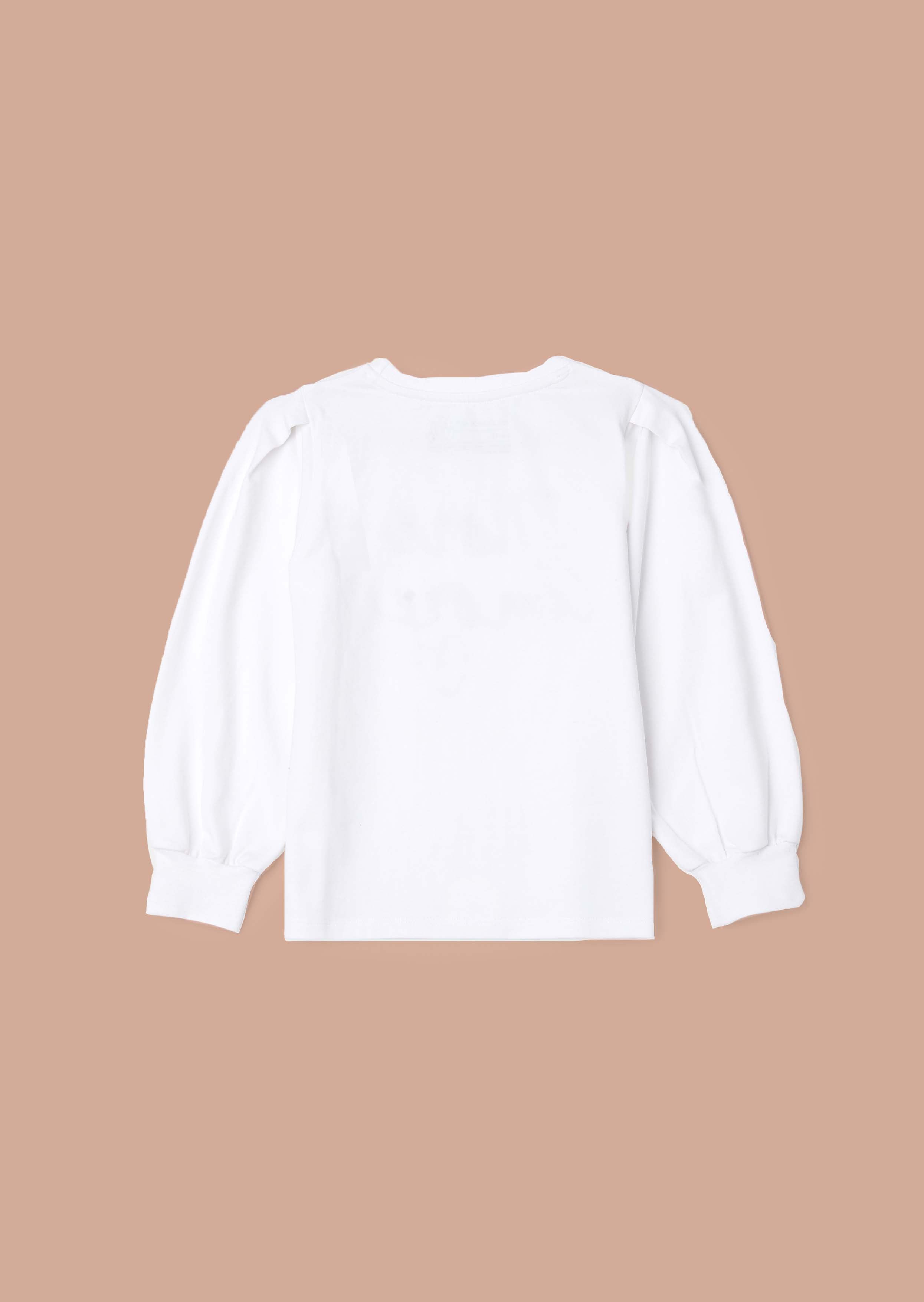 Solid Girls White Sequin Slogan Top