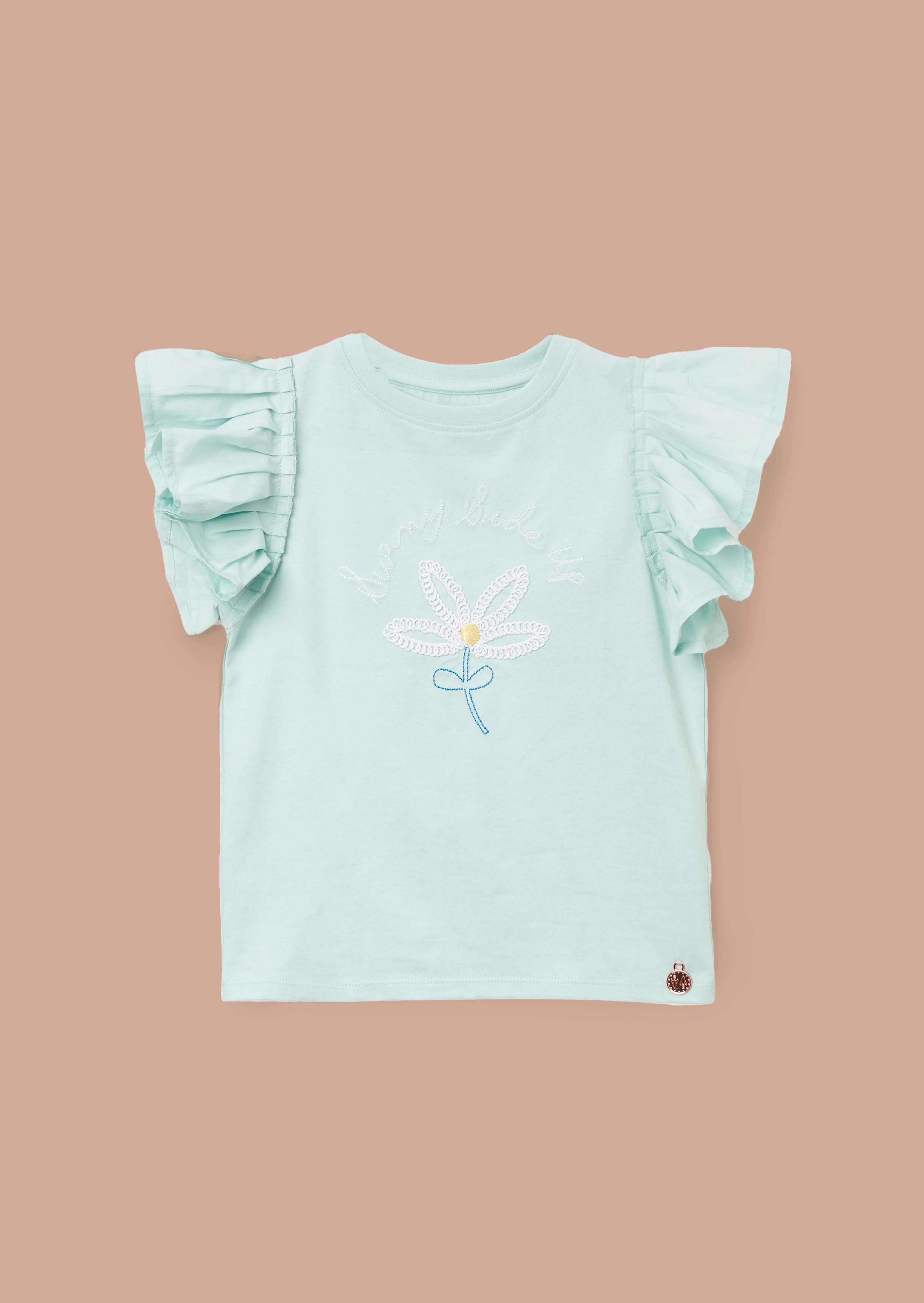 Outfit Girls Blue Pleat Sleeve Top