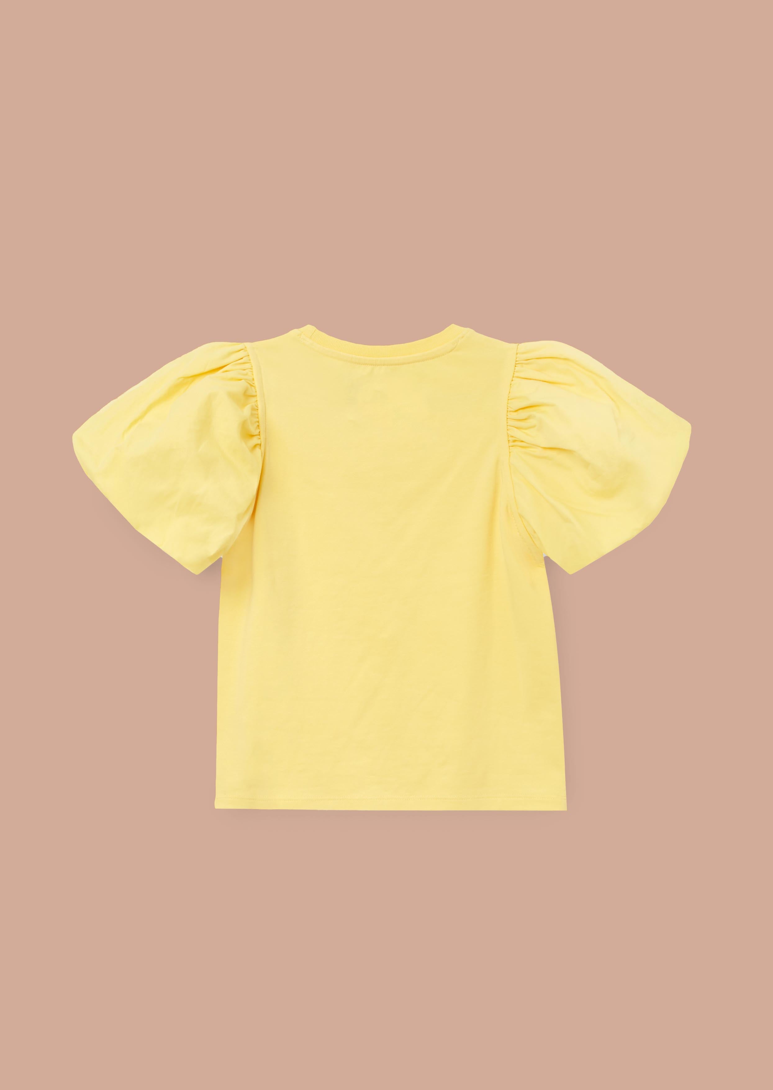 Outfit Girls Yellow Bow Puff Sleeve Top