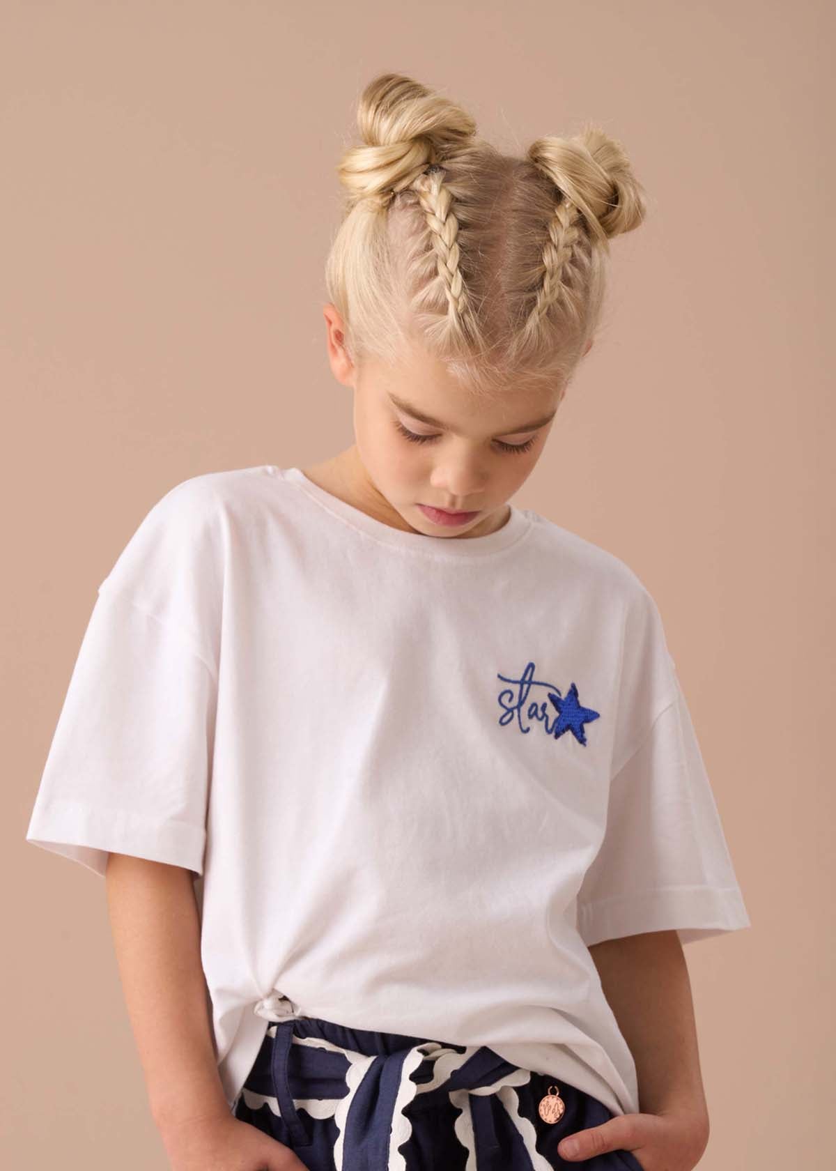 Girl White Back Print T Shirt