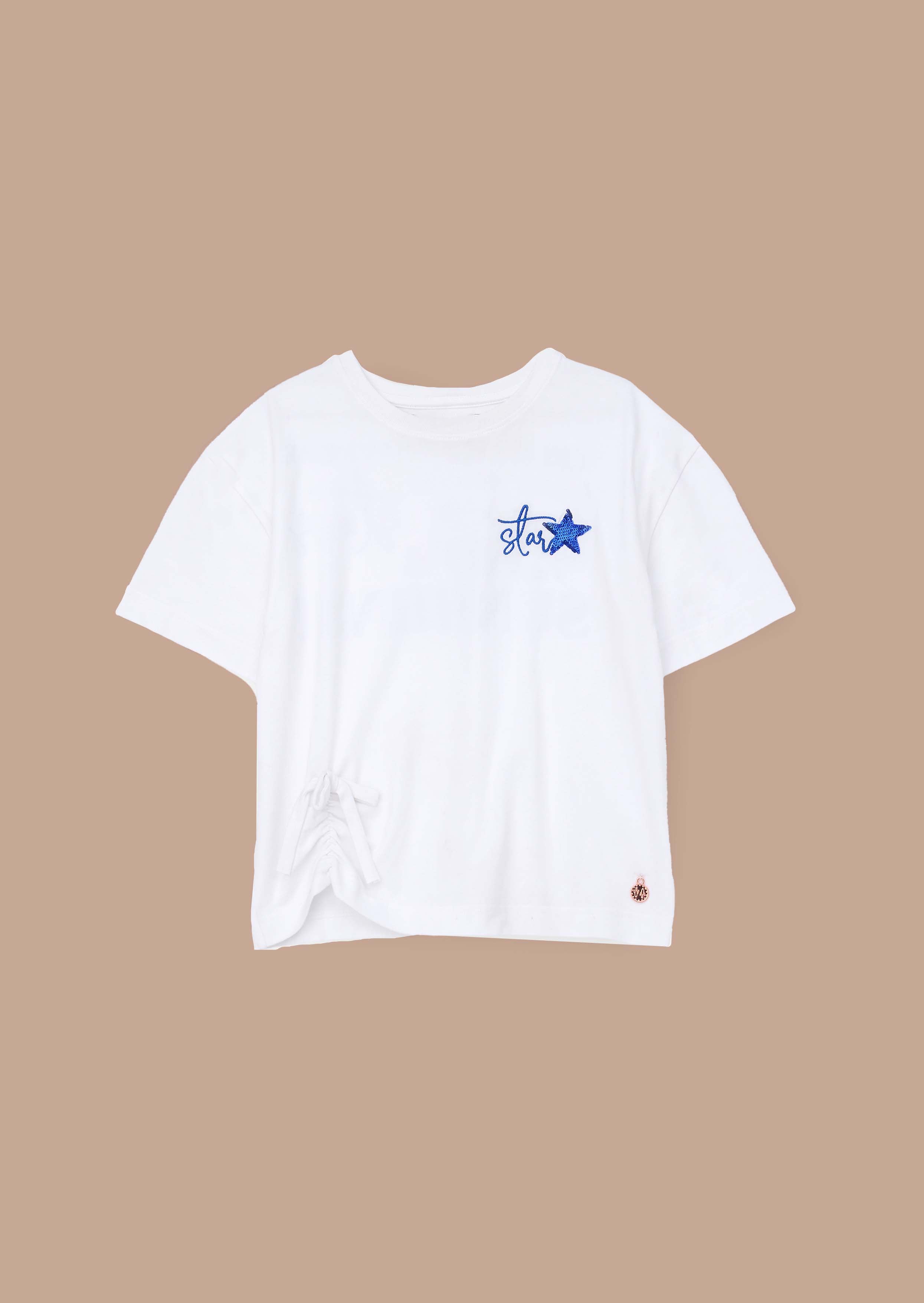 Buy Online Girl White Back Print T Shirt
