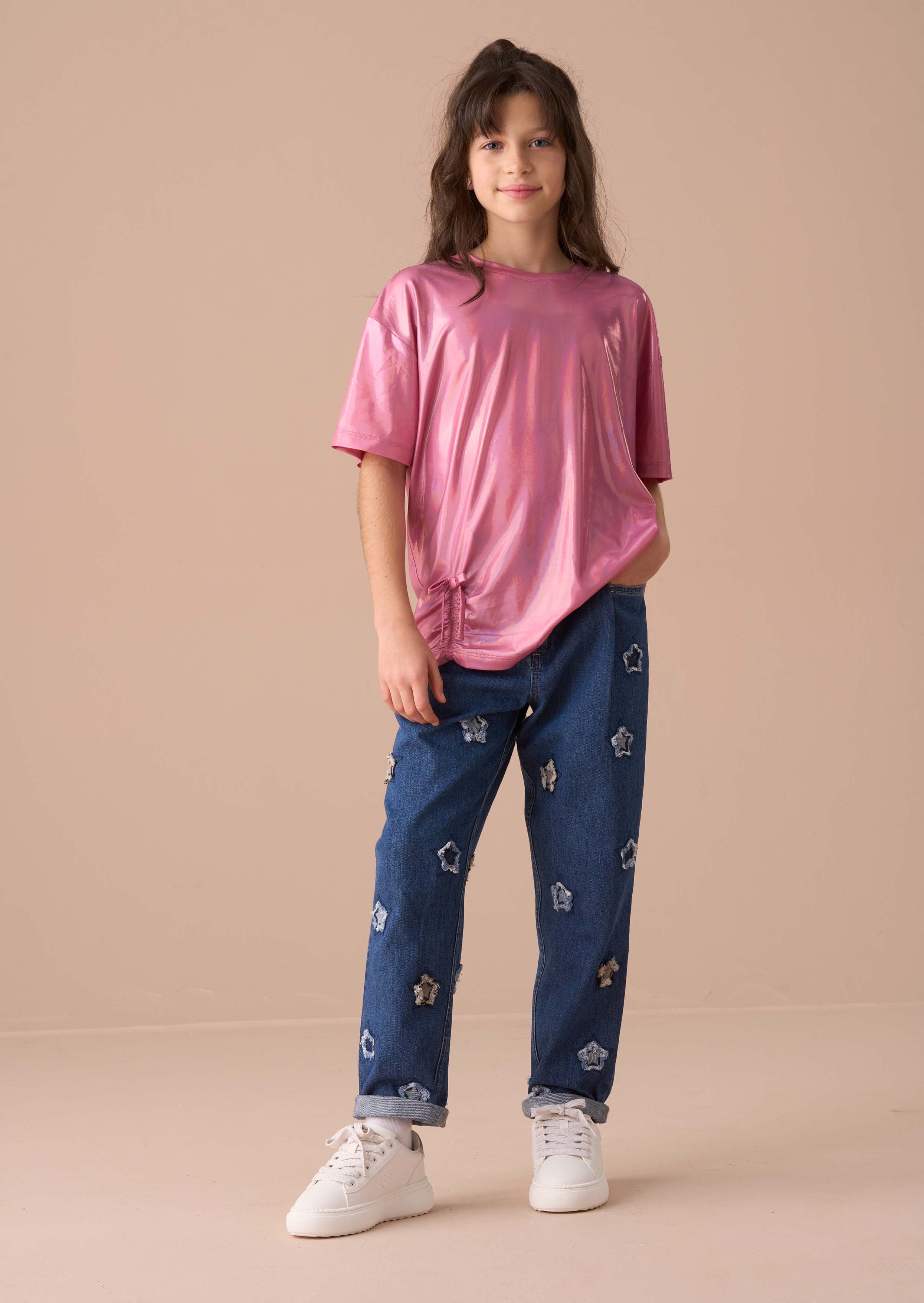 Girls Pink Foil Jersey Top Online