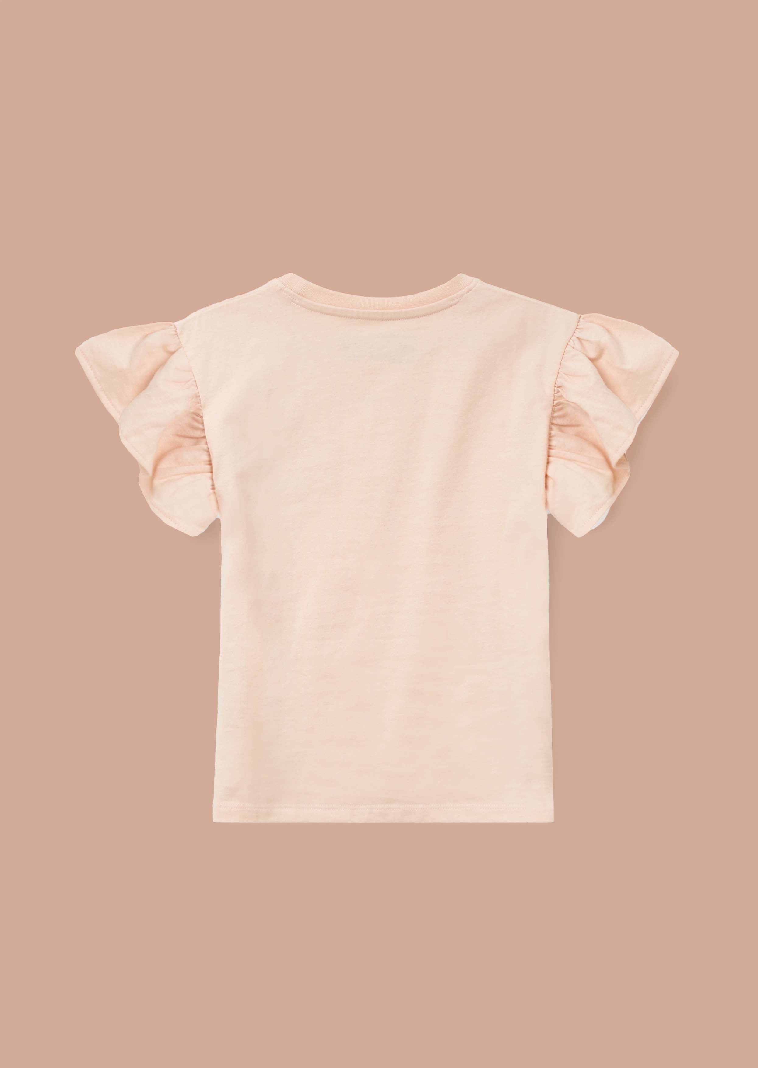 Short Sleeve Girls Orange Crochet Flower T Shirt