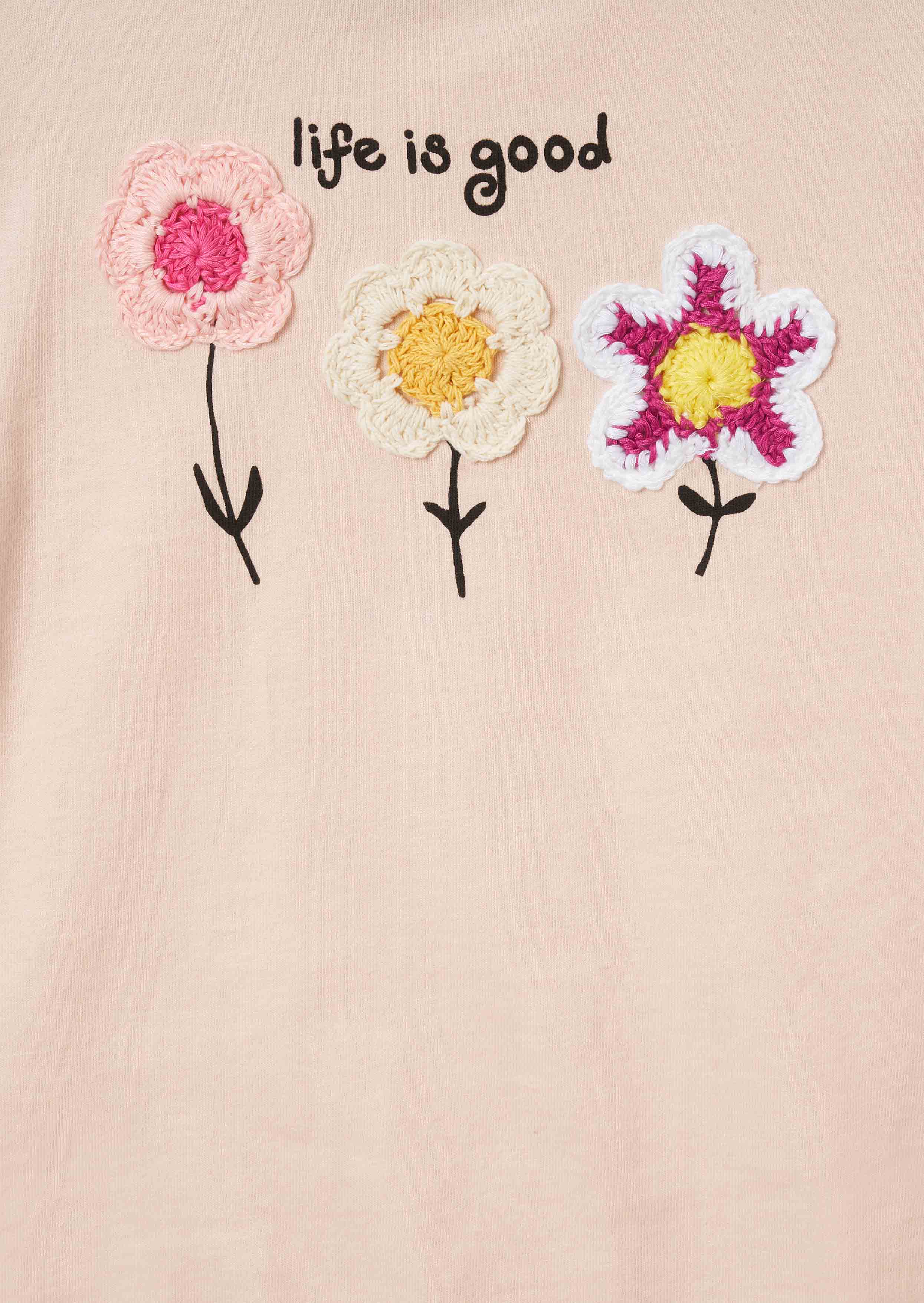 Print Girls Orange Crochet Flower T Shirt