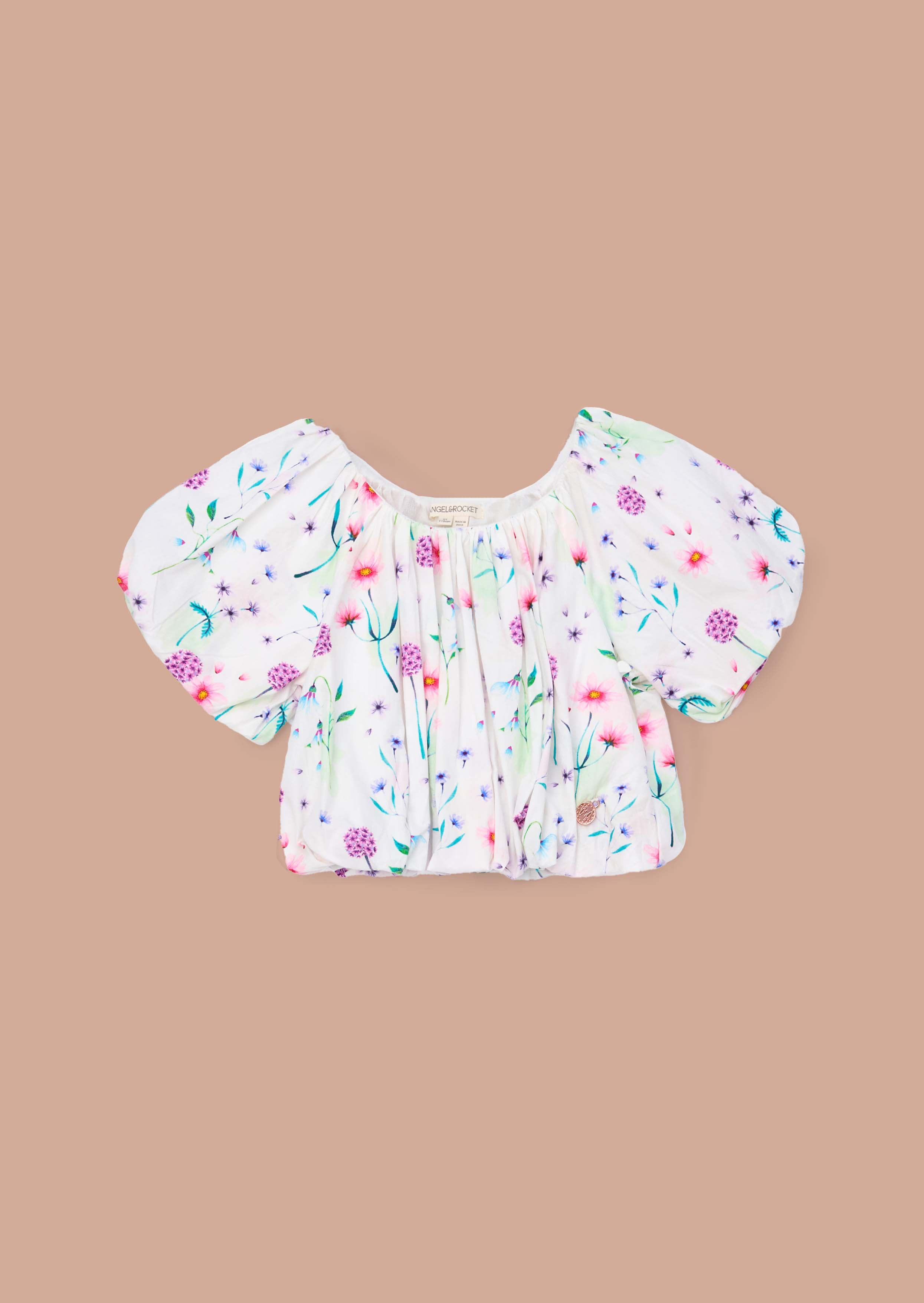 White Puff Sleeve Crop Top