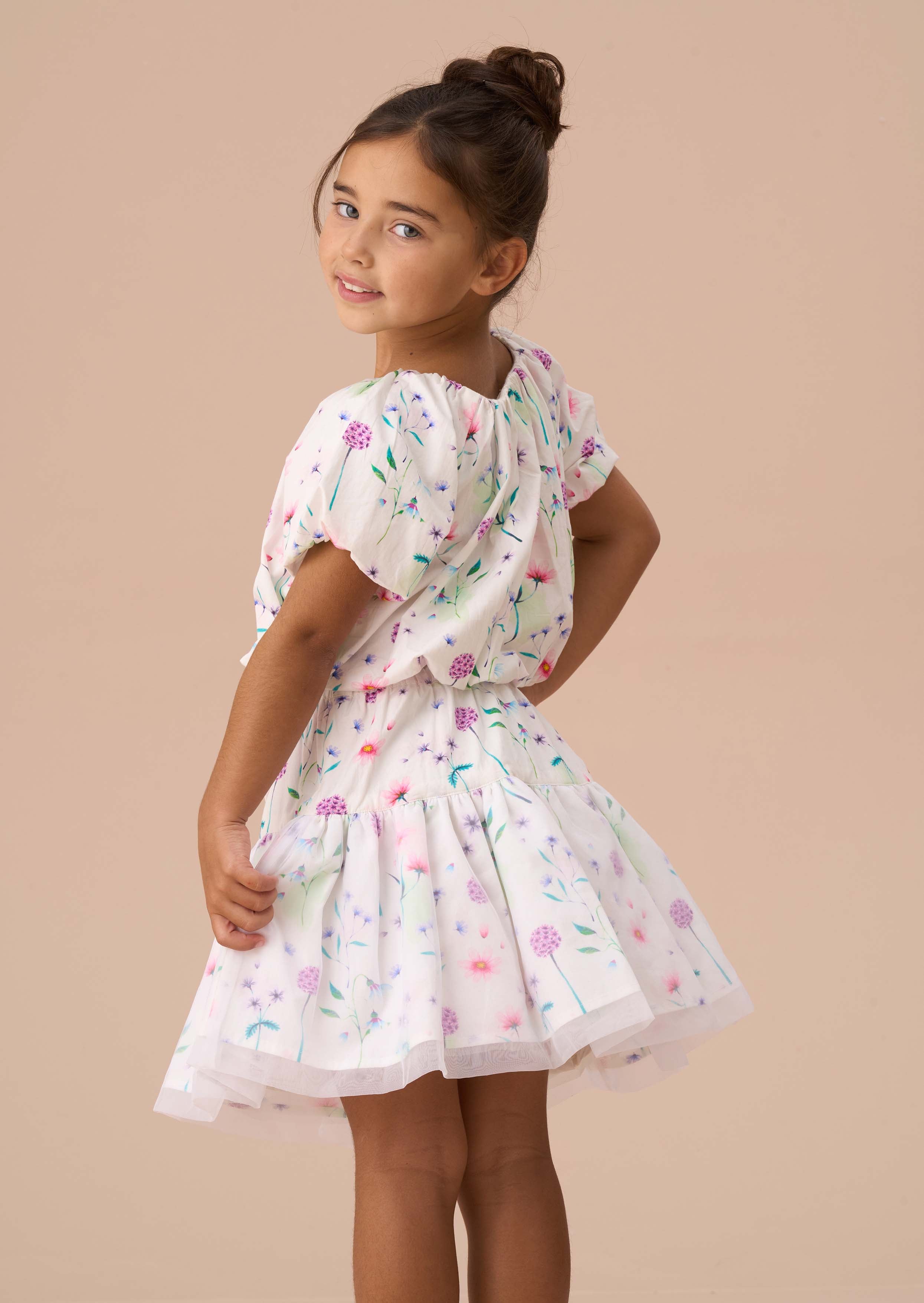 Cotton Girls White Puff Ball Skirt
