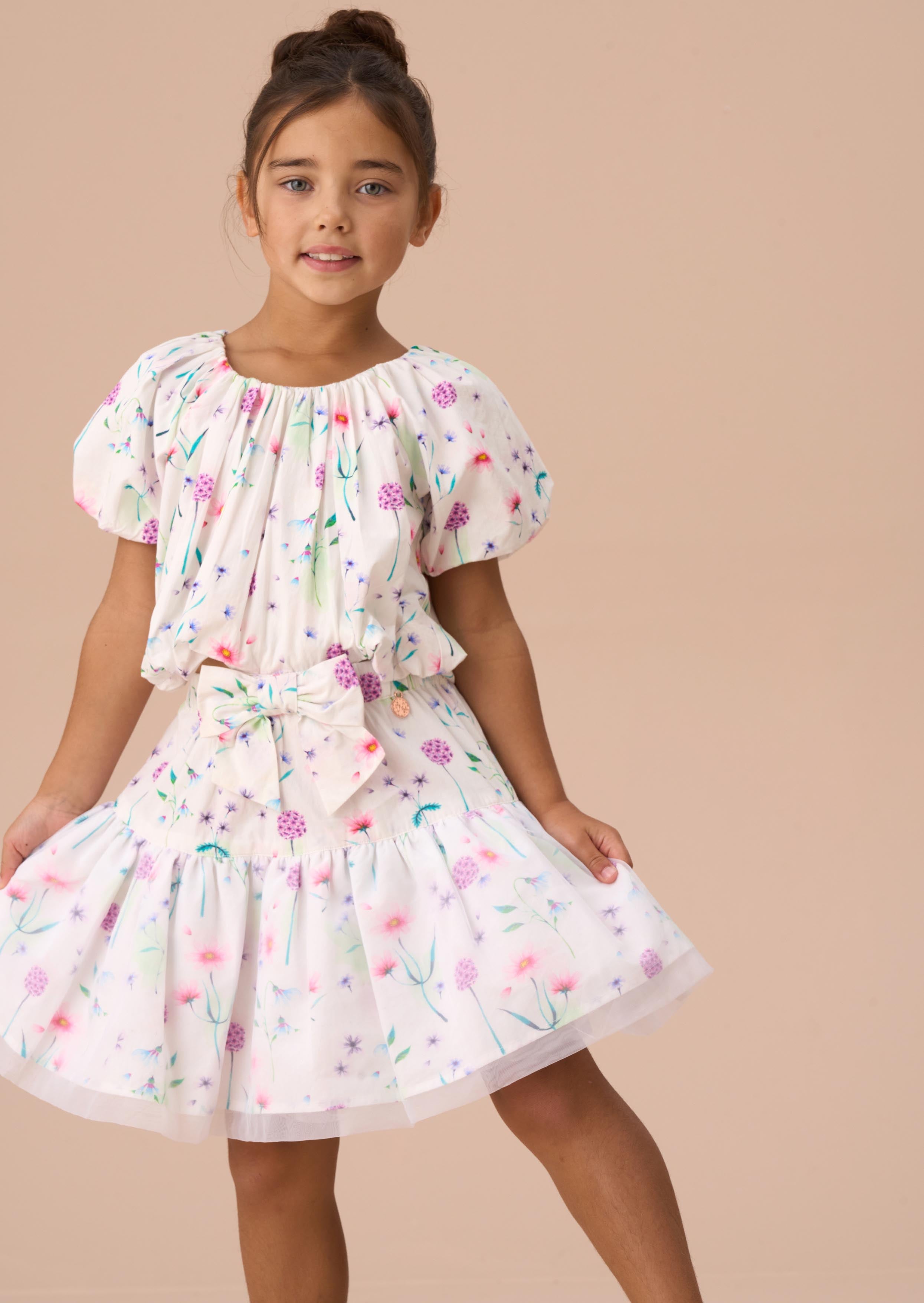Online Girls White Puff Ball Skirt