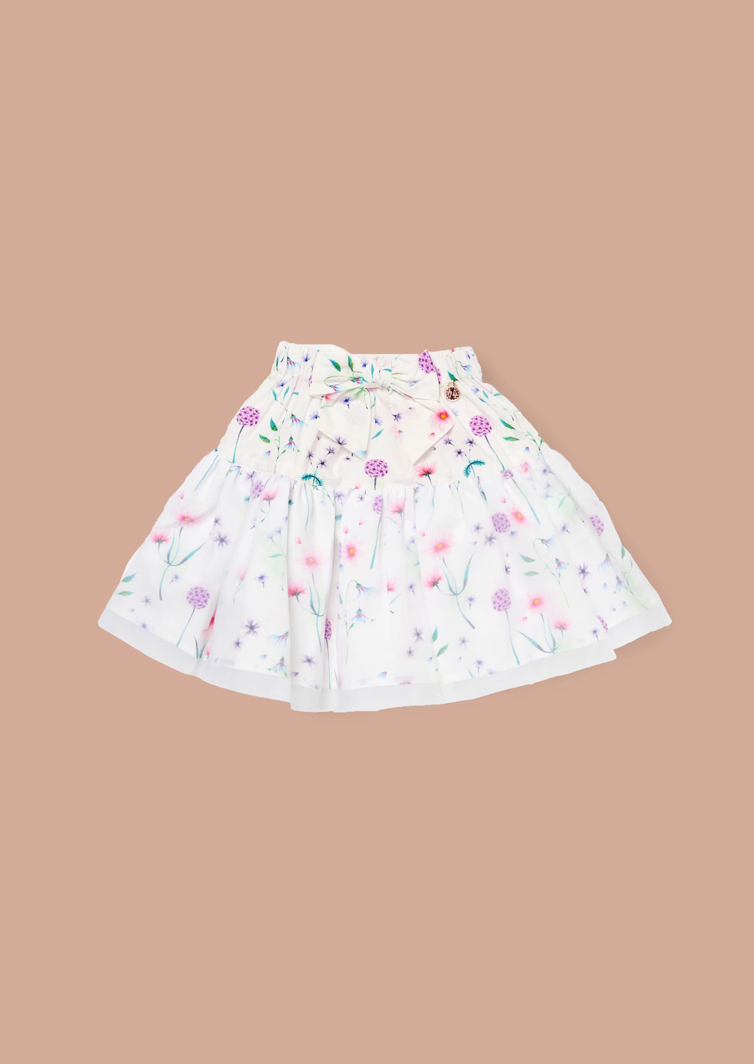 Floral Girls White Puff Ball Skirt