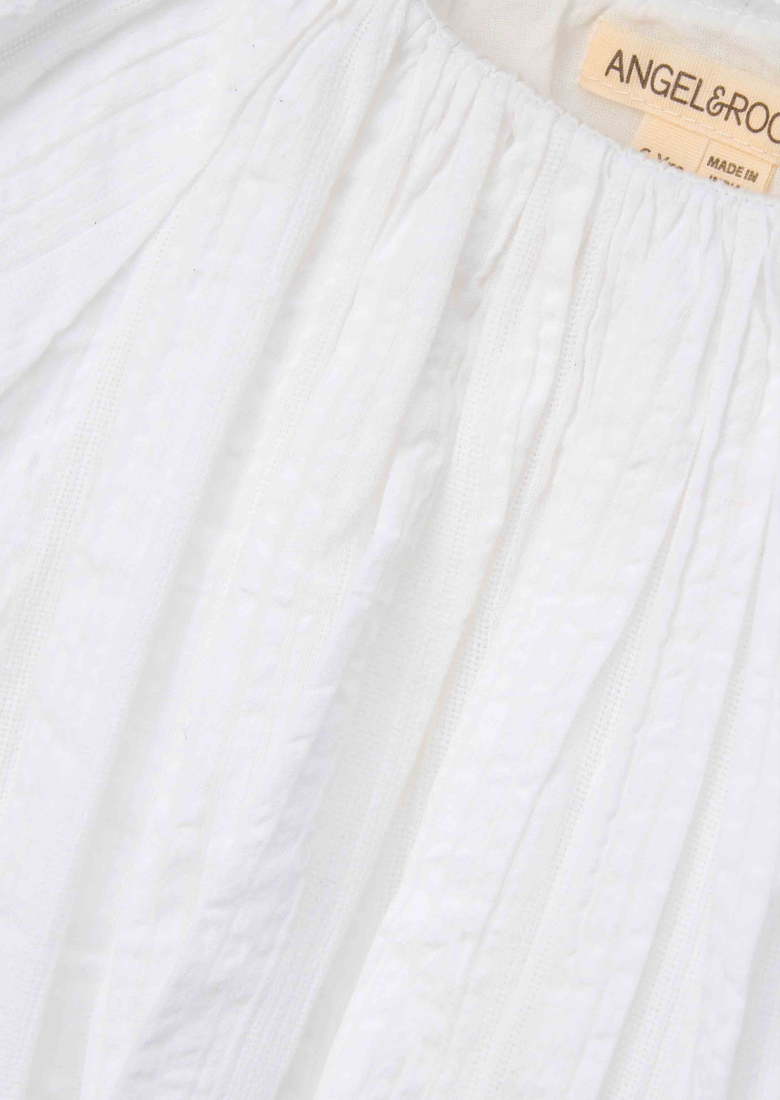Round Neck Girls White Puffball Top