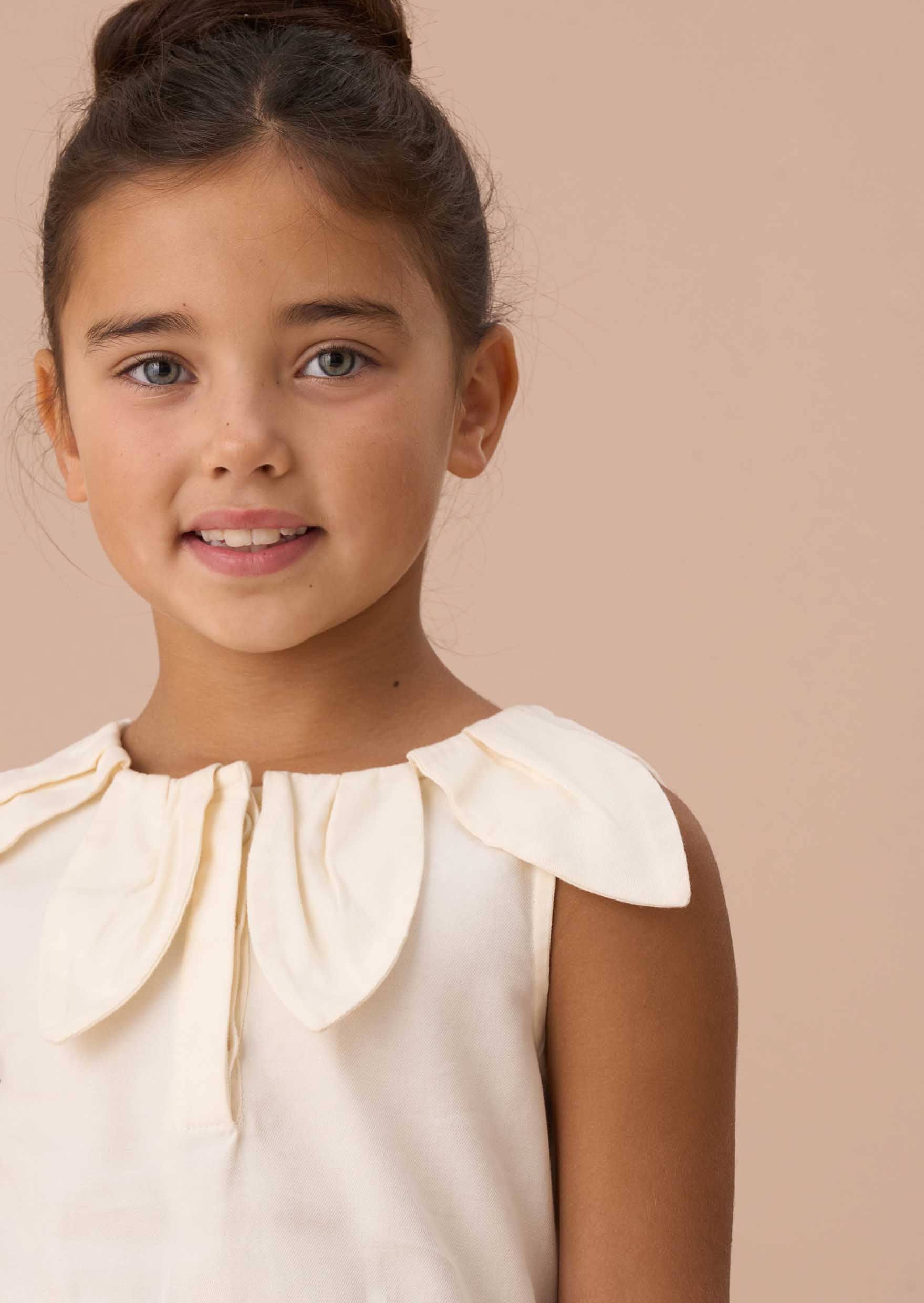 Lace Girls Ivory Petal Collar Top
