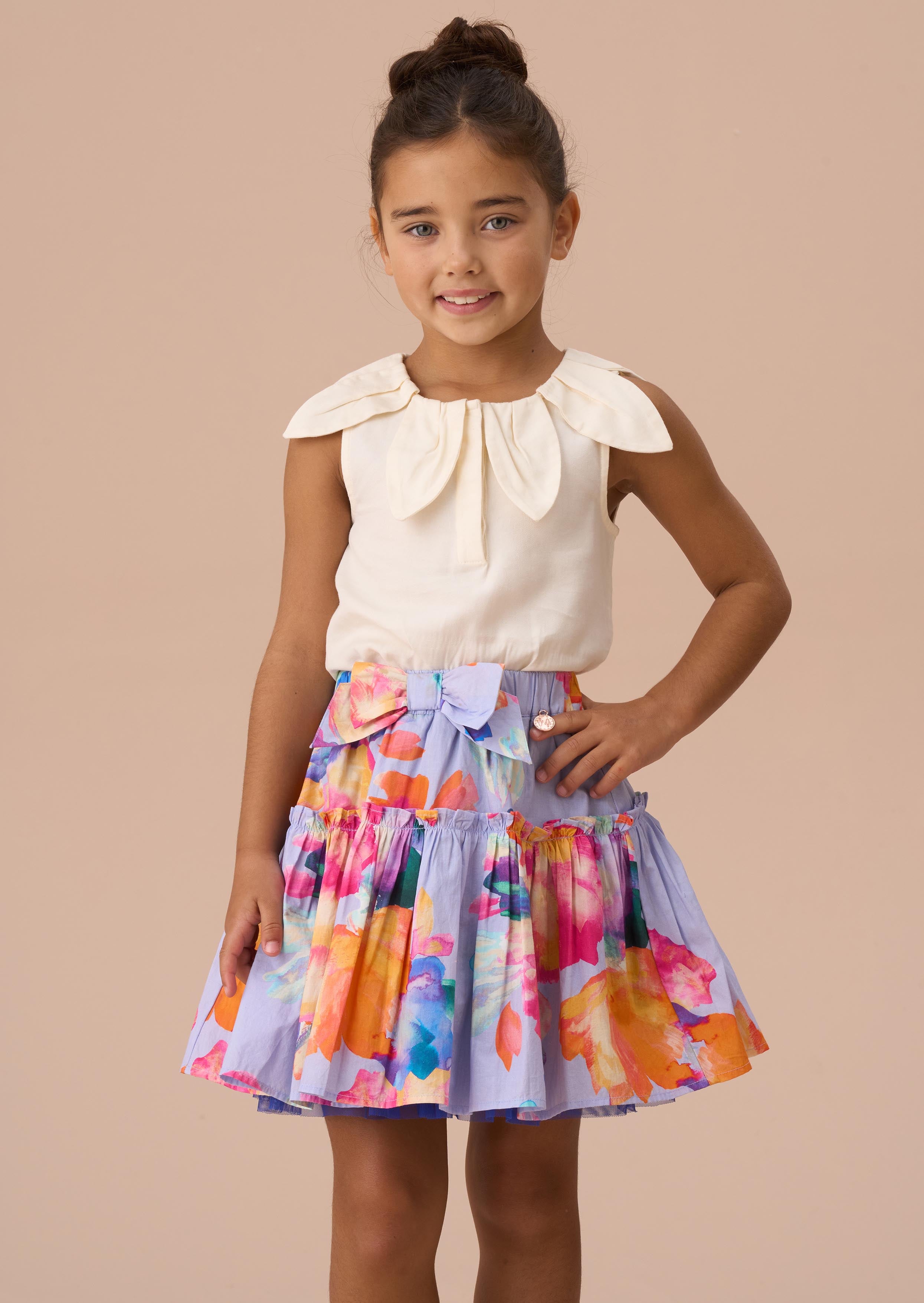 Online Girls Ivory Petal Collar Top