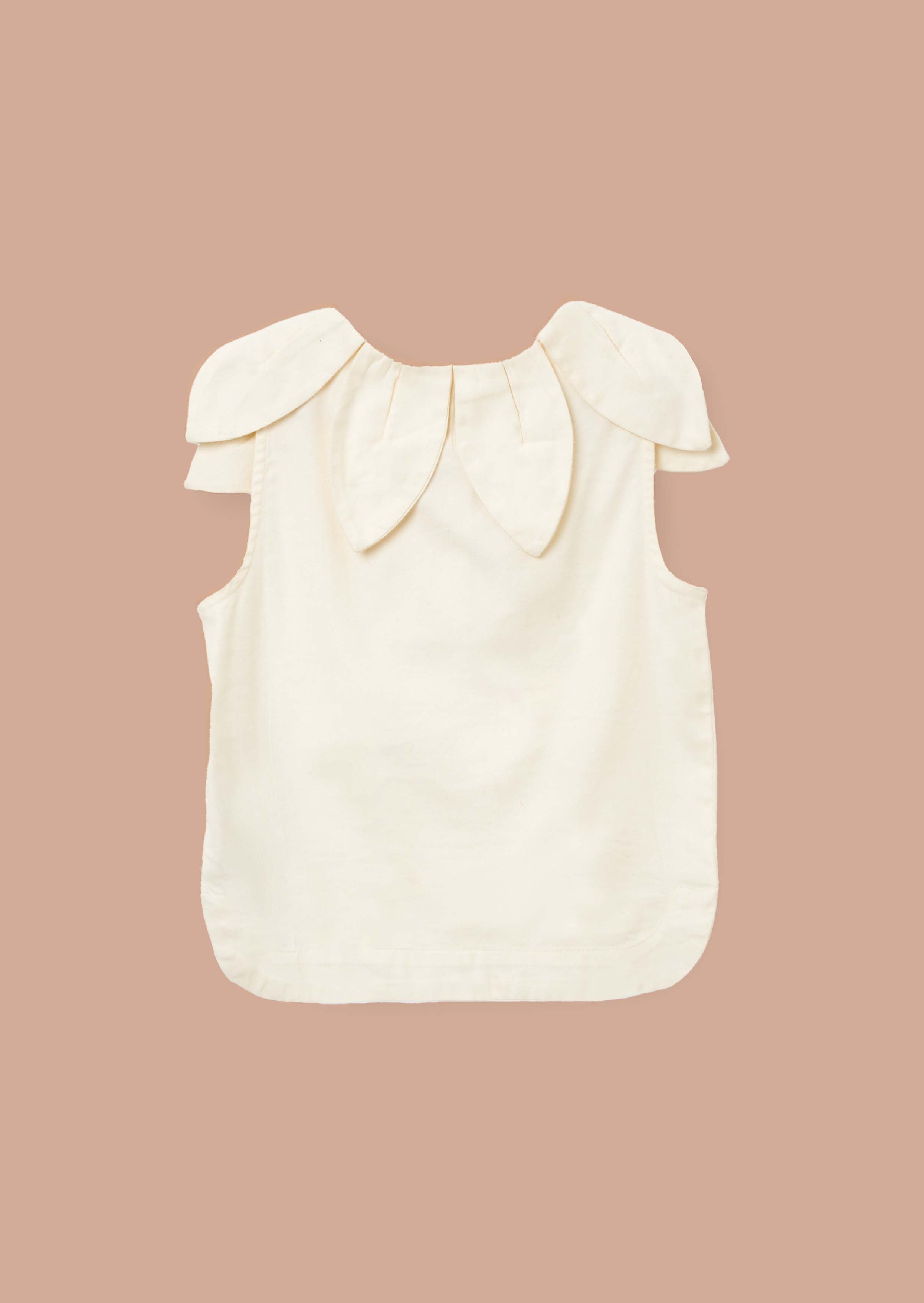 Solid Girls Ivory Petal Collar Top