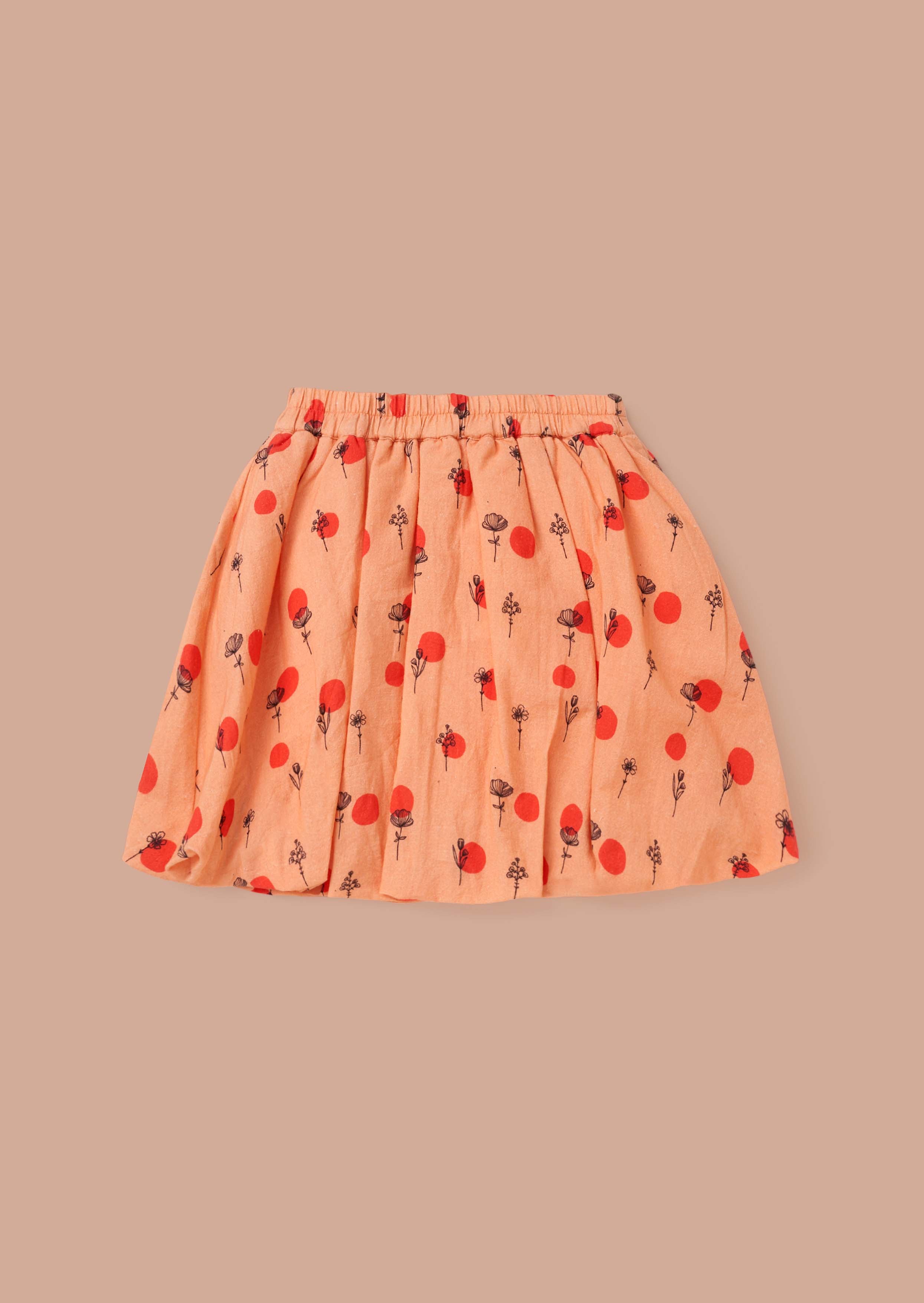 Buy Girls Coral Printed Puff Ball Skirt