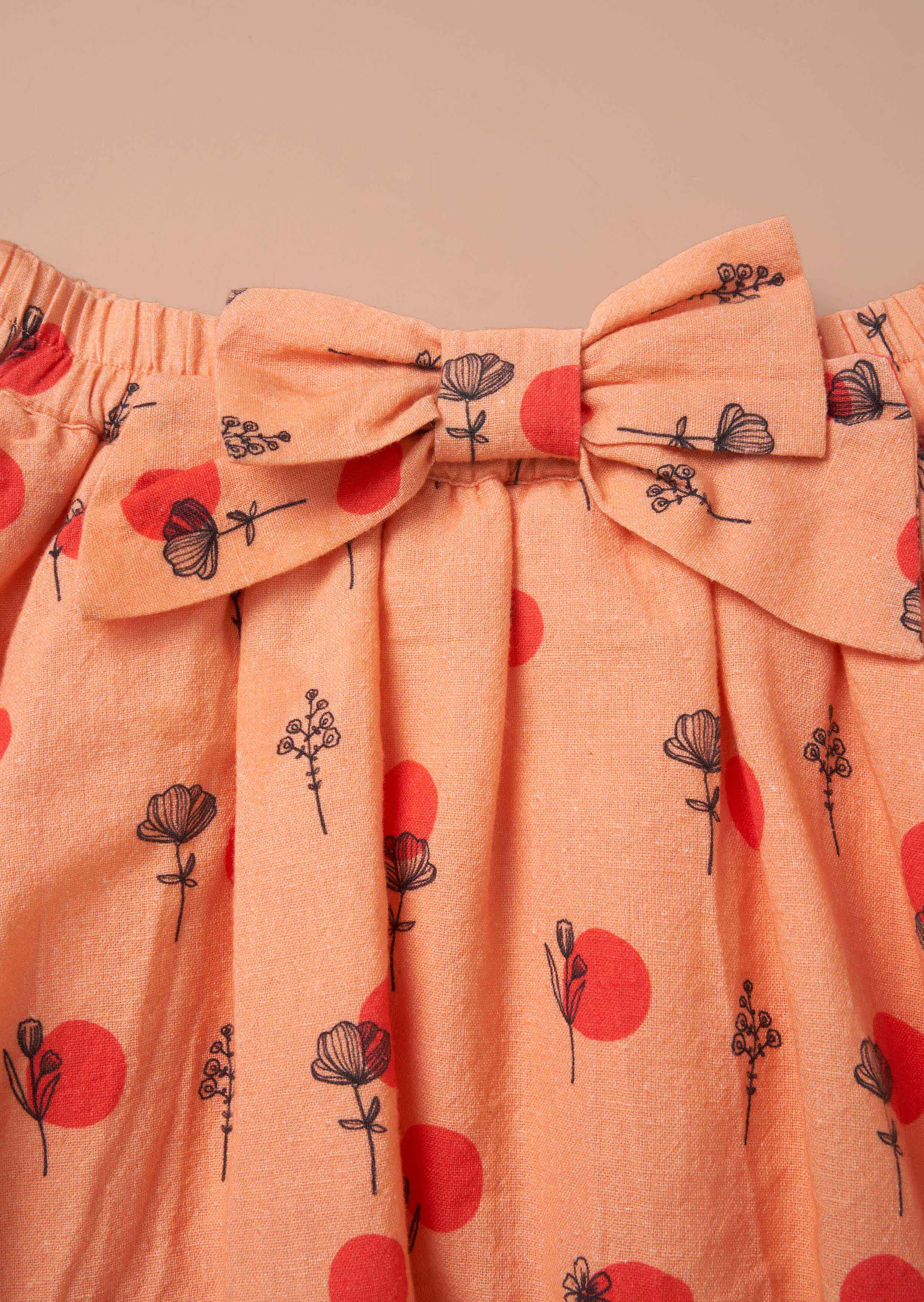 Outfit Girls Coral Printed Puff Ball Skirt
