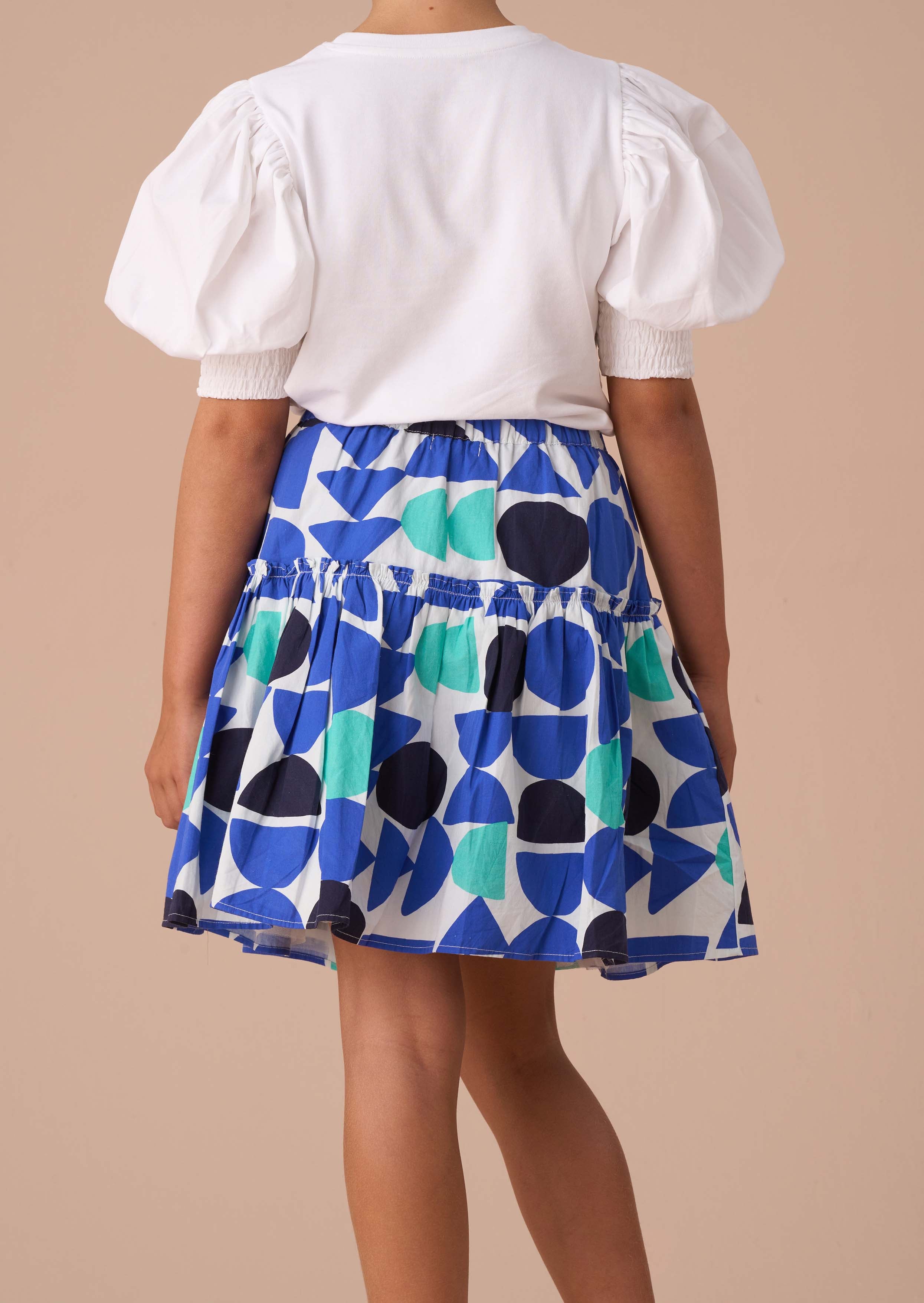 Outfit Girls Blue Print Tiered Skirt