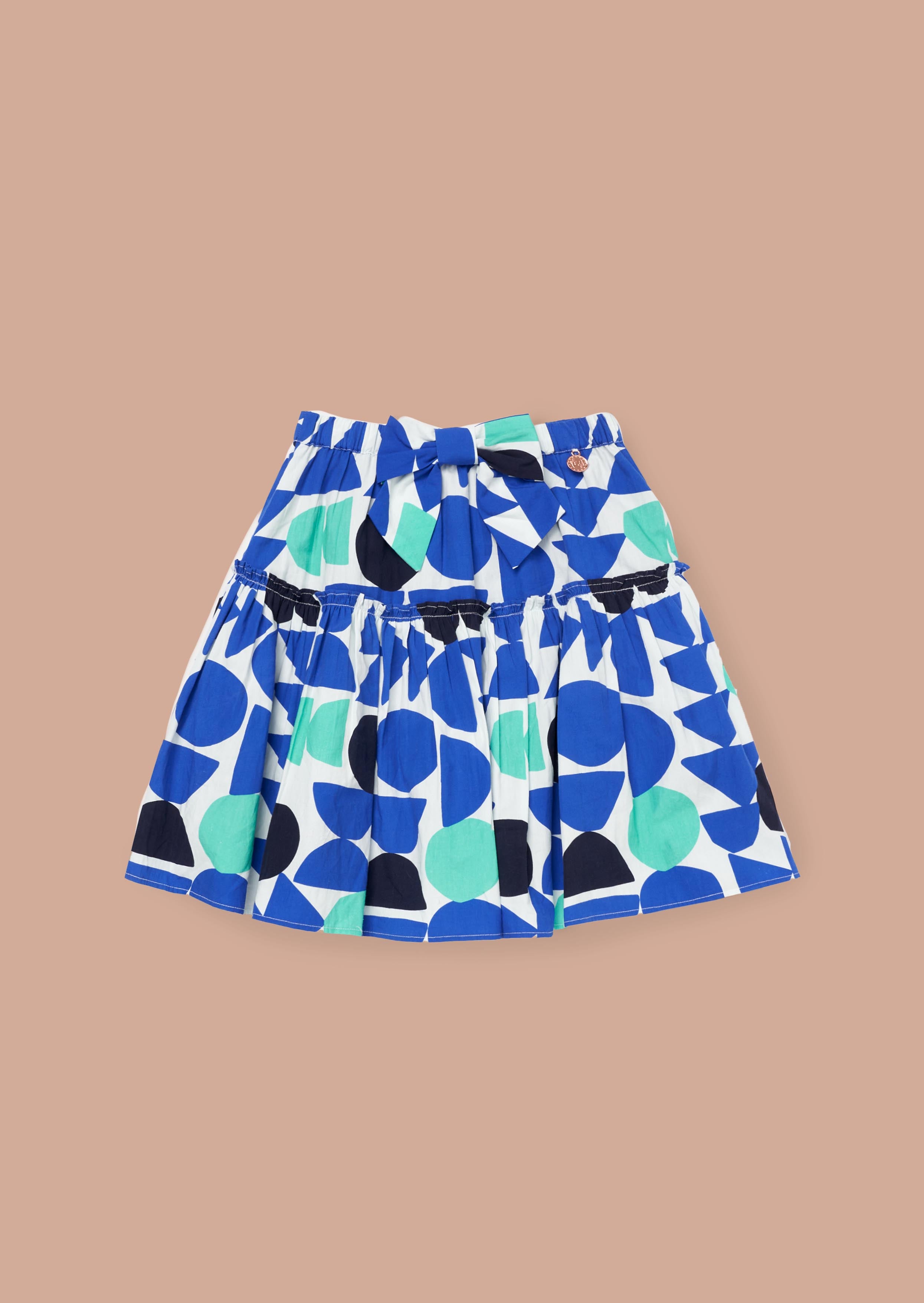 Bow Girls Blue Print Tiered Skirt